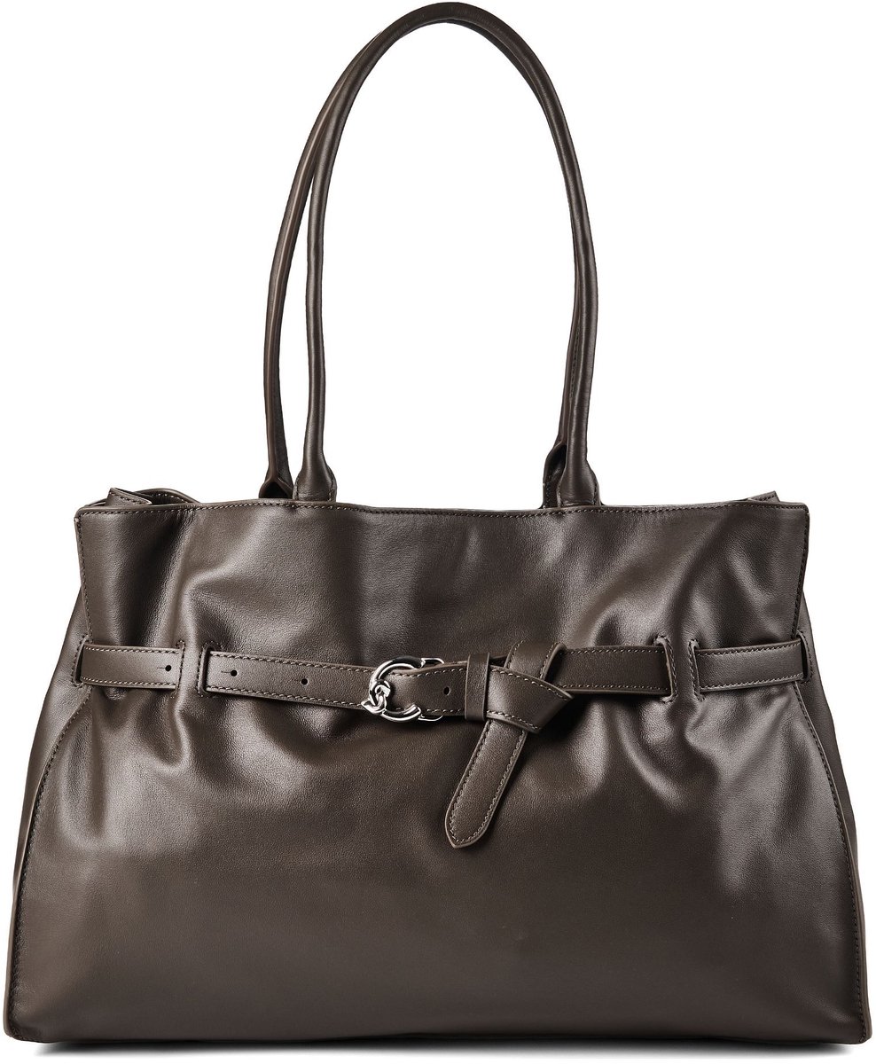 COCCINELLE Leren schoudertas handtas Sabine Soft Shoulder Bag Fango donkergroen