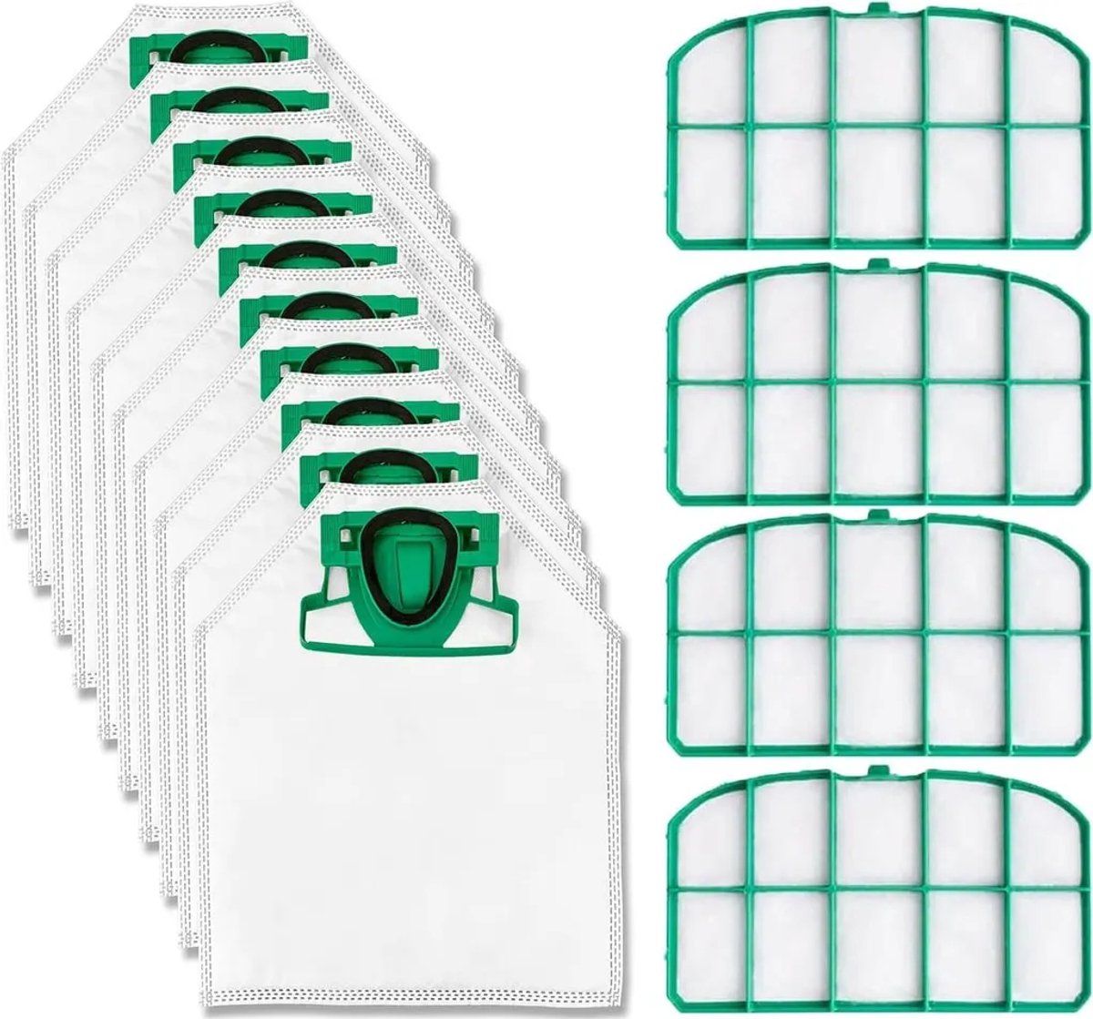 10 stofzuigerzakken en 4 filters Geschikt voor Vorwerk VK200 FP200 stofzuigers