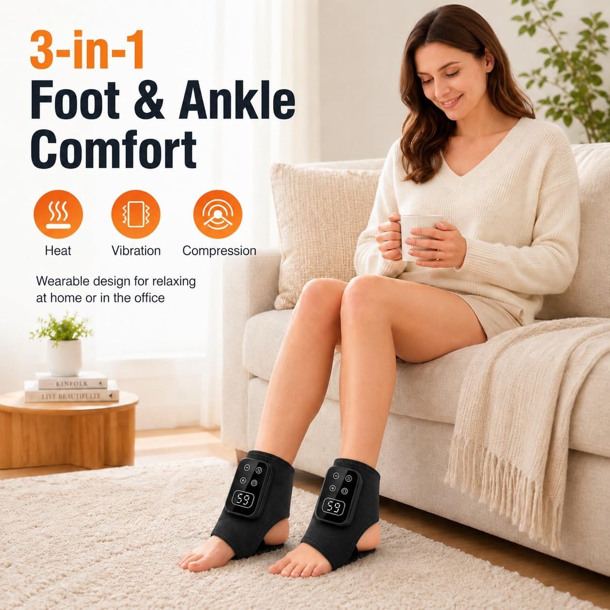 Draadloze Voetmassager met Warmtefunctie - Elektrische Voetmassage Apparaat met 3 Massagestanden en 5 Warmteniveaus - Voetwarmer voor Voetpijn Hielspoor en Plantaire Fasciitis - Verlicht Spierspanning — cadeau in Verzorging - foto 5