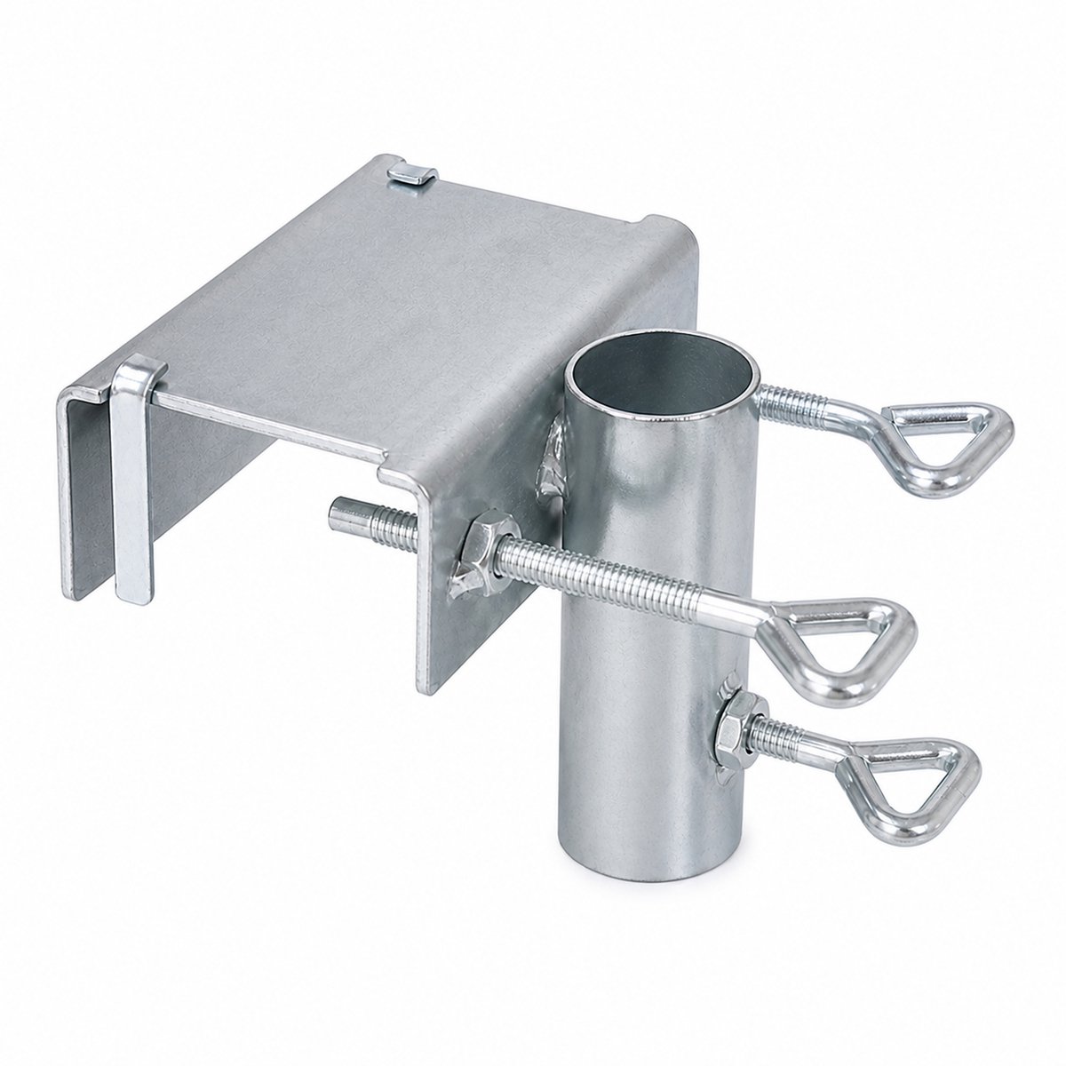 JustValue Parasolhouder voor Balkonreling - Geschikt voor Stokken Ø 25-38 mm - Klem tot 5 cm - Zilver
