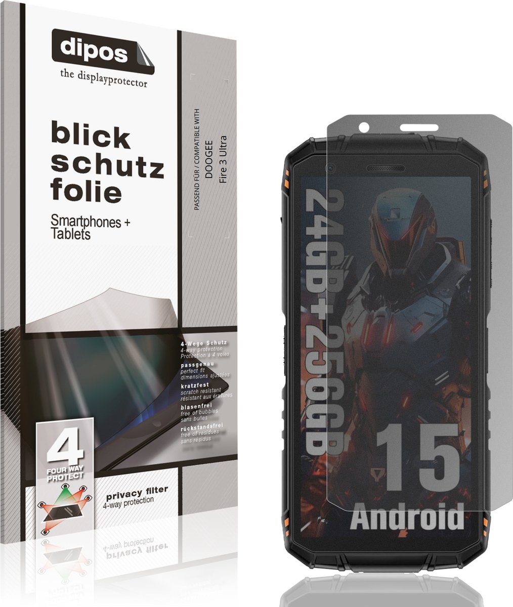 dipos – Matte Privacy Screenprotector geschikt voor DOOGEE Fire 3 Ultra | Anti-Spy Beschermfolie