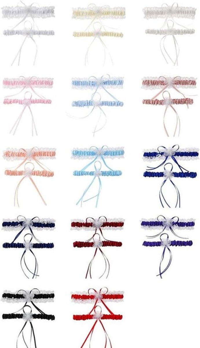 kanten bruidskousenband - bruiloft - met strik - zwart - bruidssieraden - kousenhouder - dijen - beenaccessoires - bruidsmeisjes - geschikt voor bruid - 2 stuks kousenband van kant voor bruiloft.