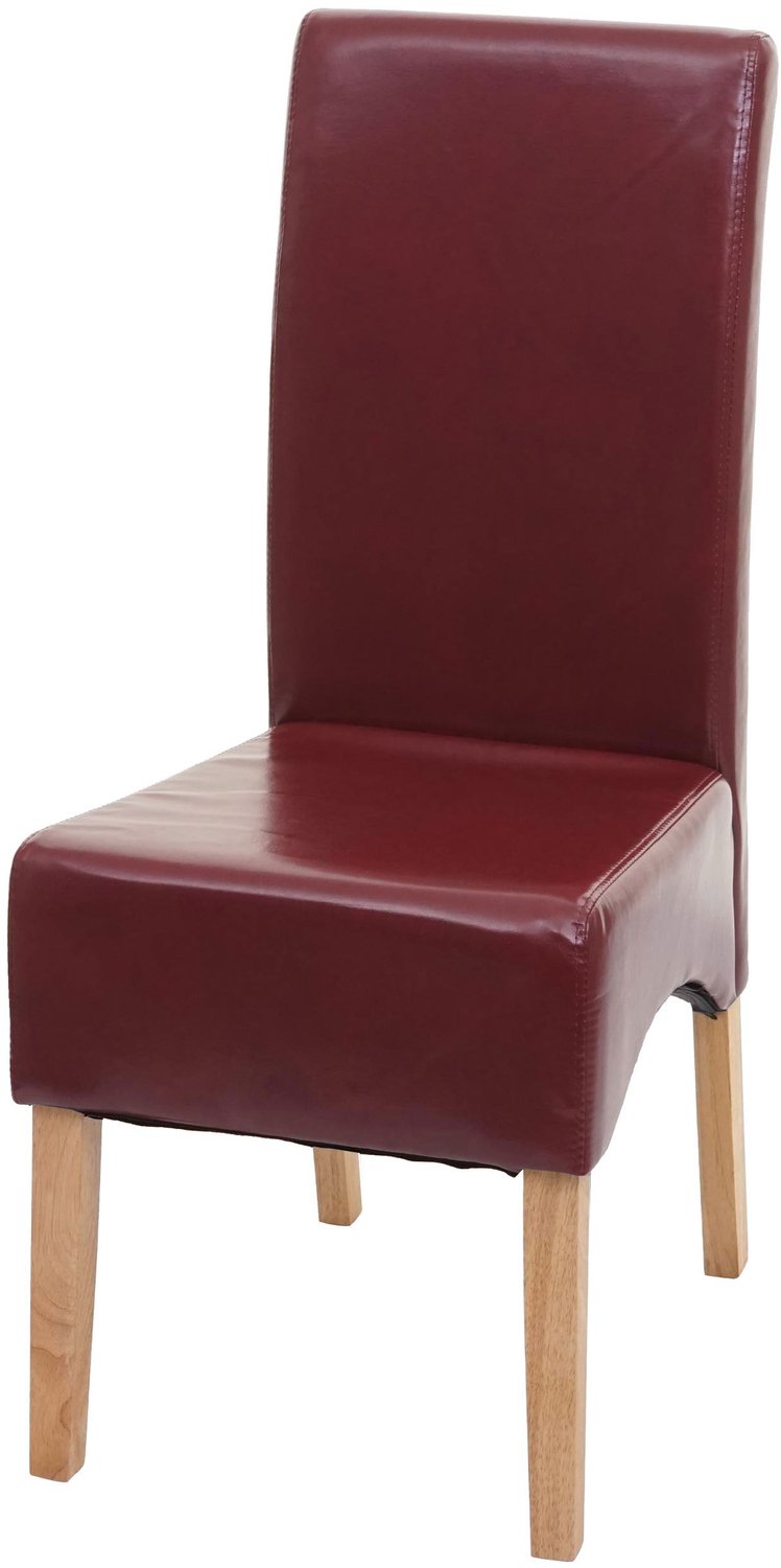 MCW Eetkamerstoel Latina, keukenstoel, leer ~ rood, lichte poten