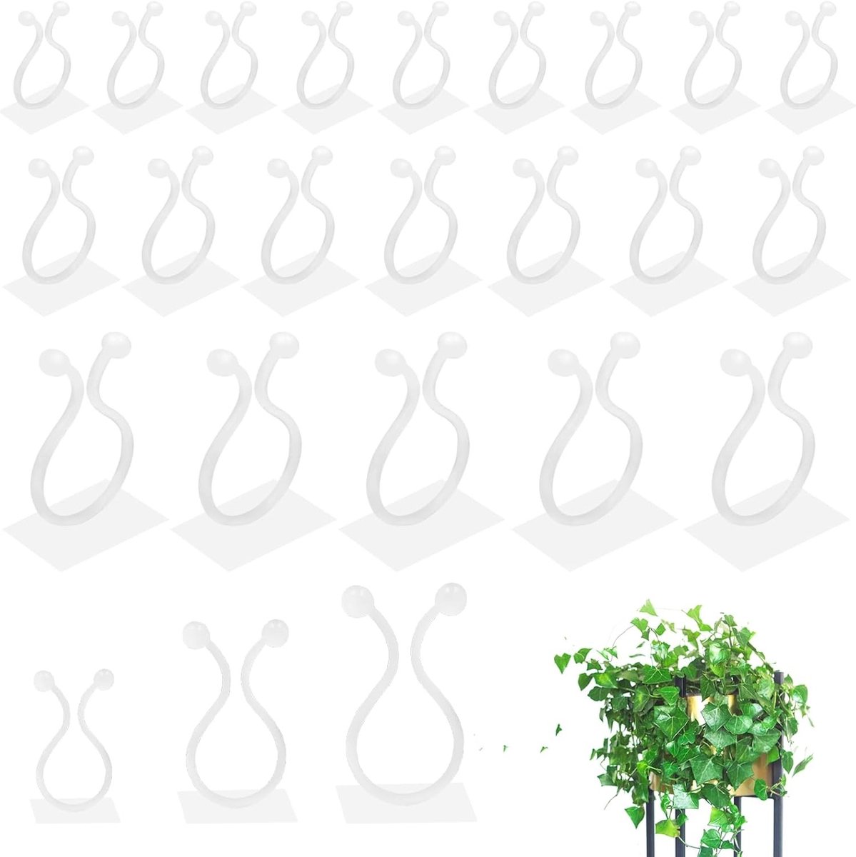 120 Stuks Zelfklevende Plantenclips in Wit, 3 Maten voor Klimplanten, Wandmontage en Kabelorganizer voor Tuin en Interieur