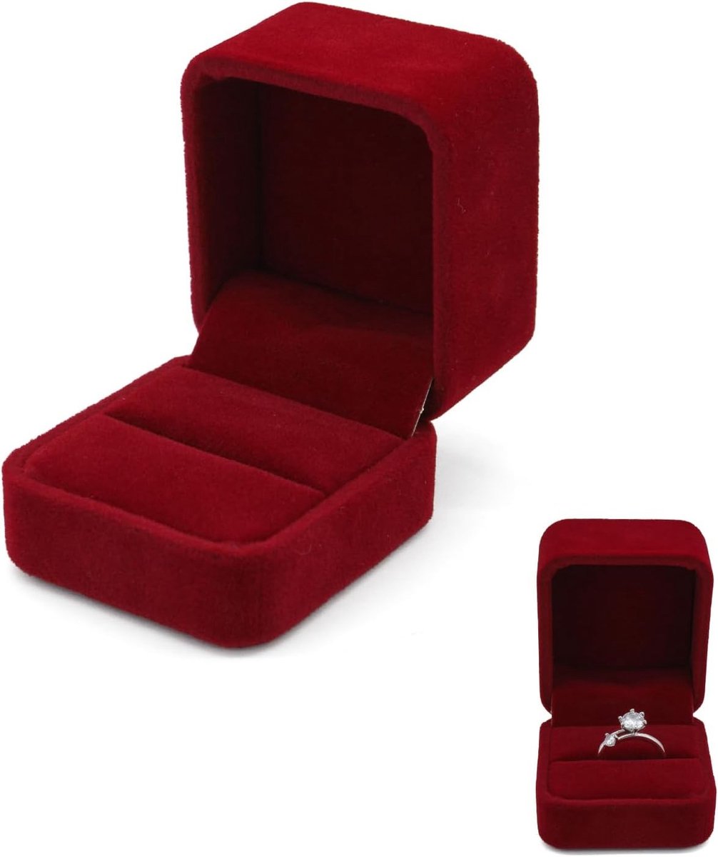 Elegante Velours Ringdoos voor Verlovingsringen en Trouwringen - Perfect voor Voorstellen en Valentijnsdag