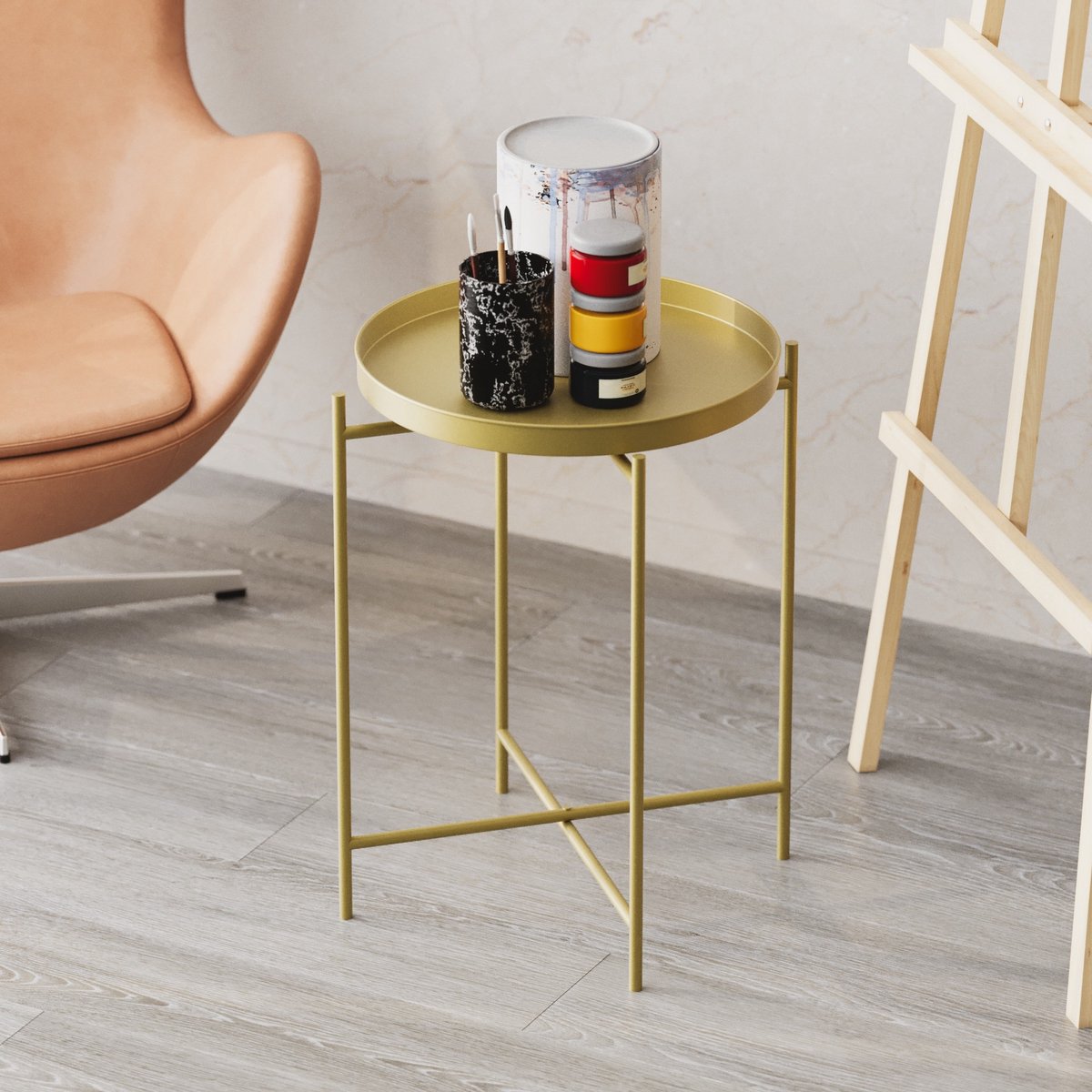 Skye Decor , Salontafel, Shb-007-A, Metaal, Goud, 46 x 46 x 56 cm