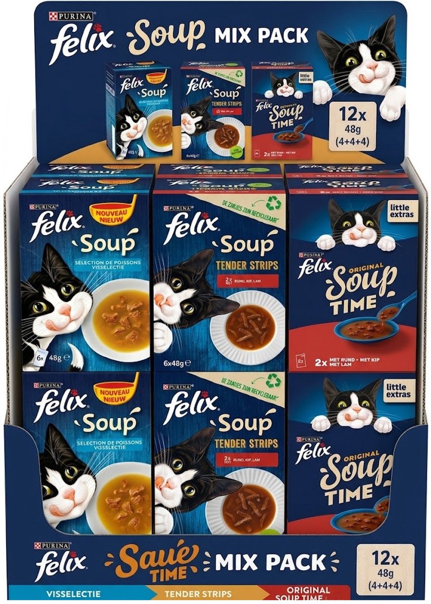 Felix Felix Soup Time Original Tender Strips - Proefpakket - Mixverpakking - 12 (4 + 4 + 4)