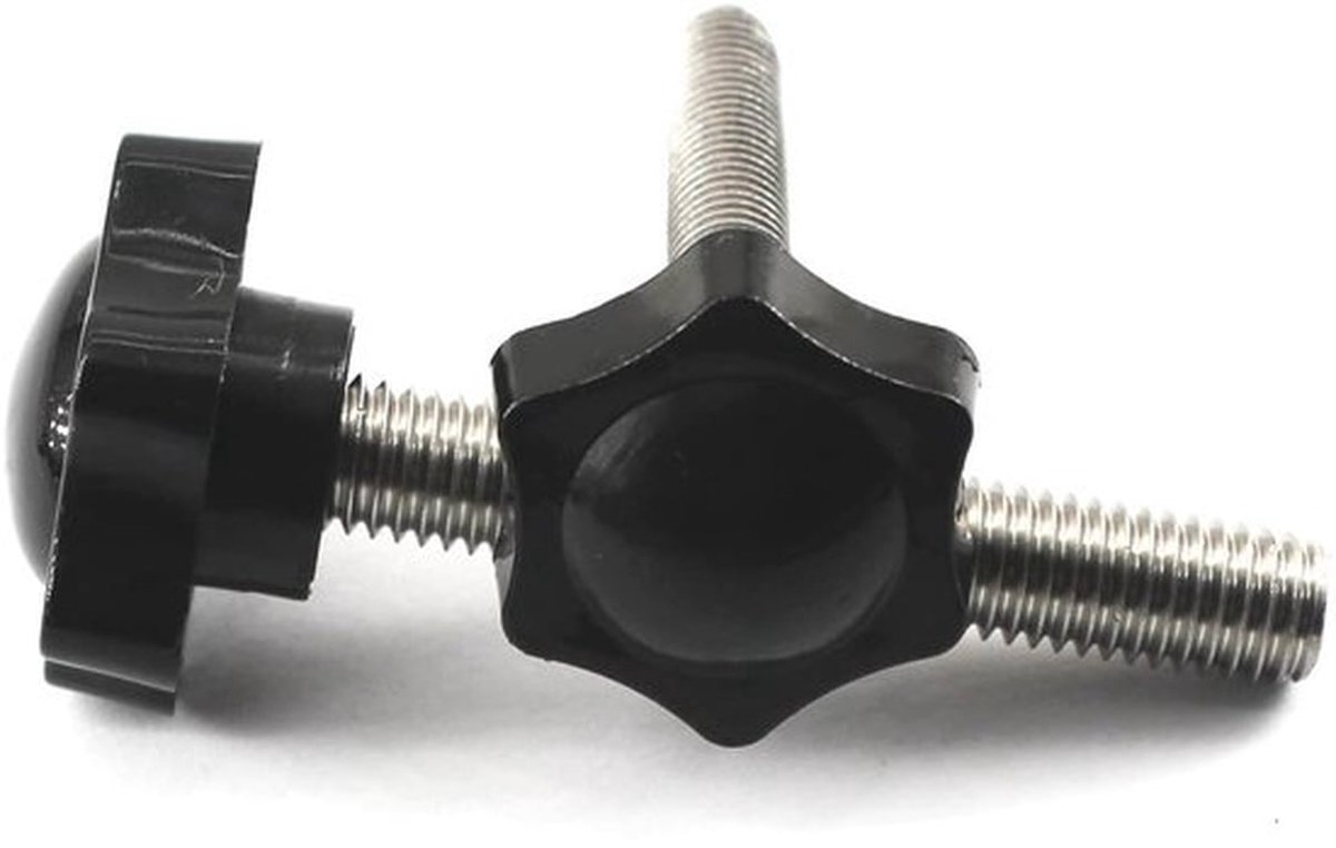 Handknop 48mm - Sterkop - Aanscherping - Schroef - Roestvrij staal - Duurzaam kunststof - Schroefknop