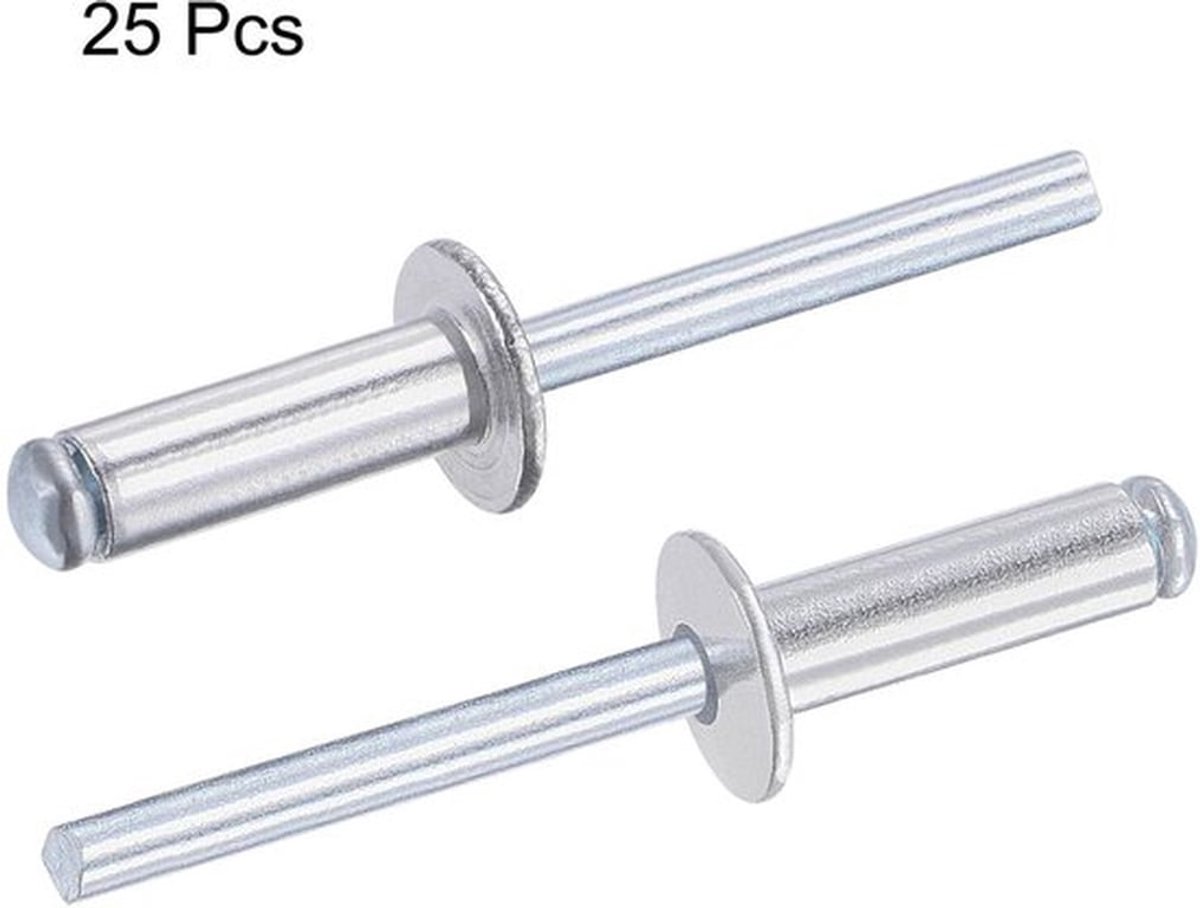 Blindklinknagels 6 mm x 20 mm - Aluminium Popklinknagels - Corrosiebestendig - Voor Metalen Bevestiging - 25 Stuks - Lichtgewicht en Robuust - Popnagels