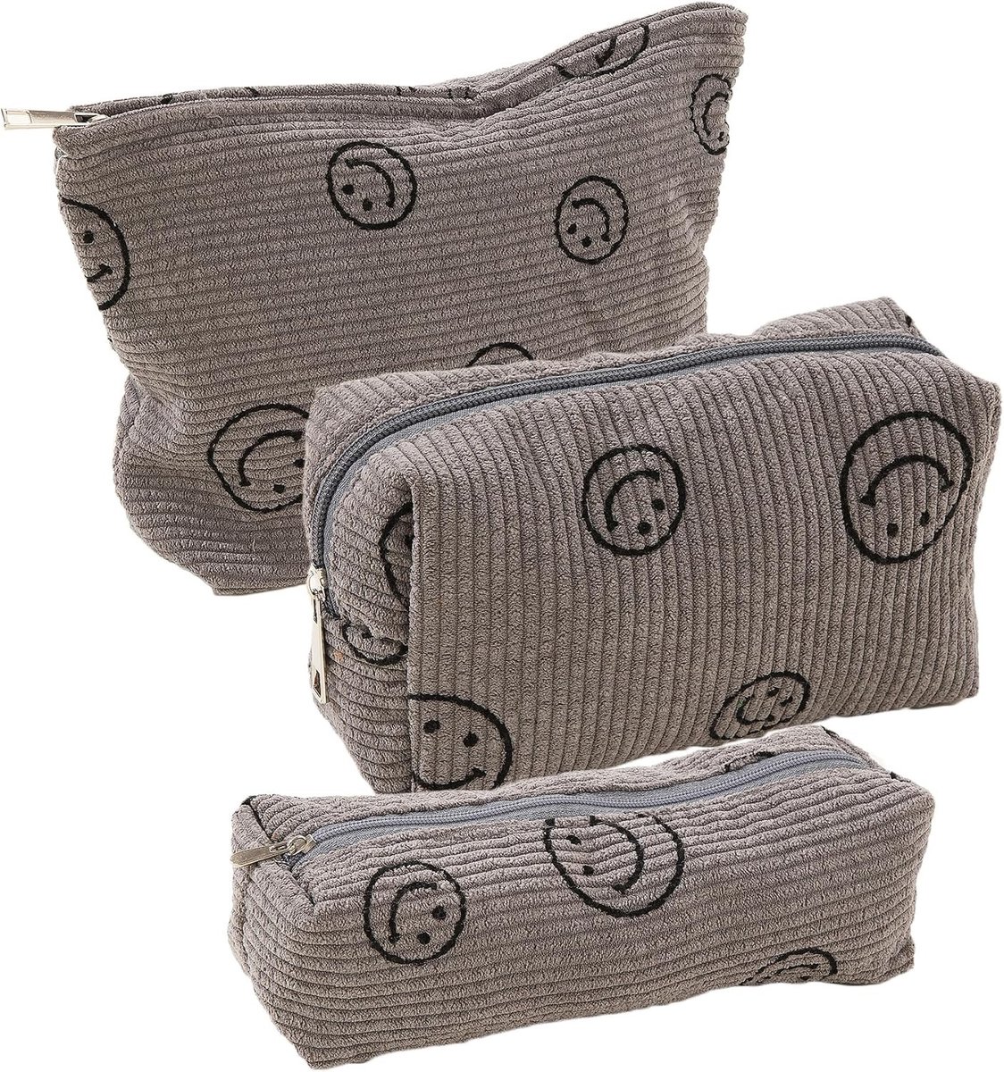 Cosmeticatas - Grijs - 28 x 17 x 2 cm - Duurzame Make-uptas van Corduroy en Canvas - Voor Dames