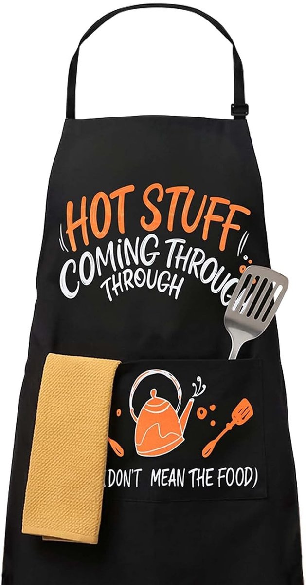 Verstelbare Unisex Schort in Zwart, Waterdichte Keukenschort voor Koken, Bakken en Tuinieren met Prints
