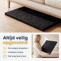 Zwarte, opvouwbare puzzelmat met antislip vilt, past onder bank of bed. Makkelijk te verplaatsen.
