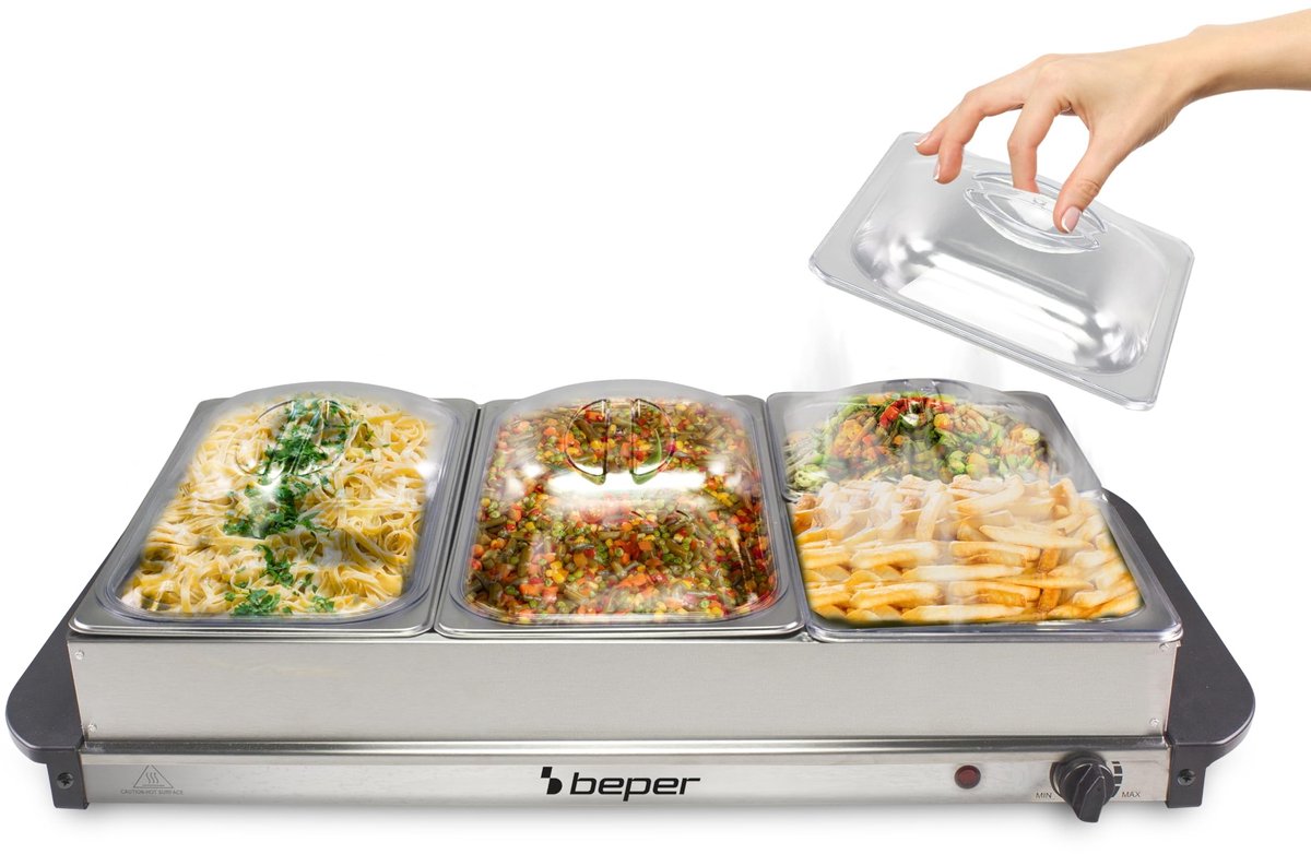 Solidchoice - Buffetwarmer met 4 Verwijderbare Lades en Warmhoudplaat