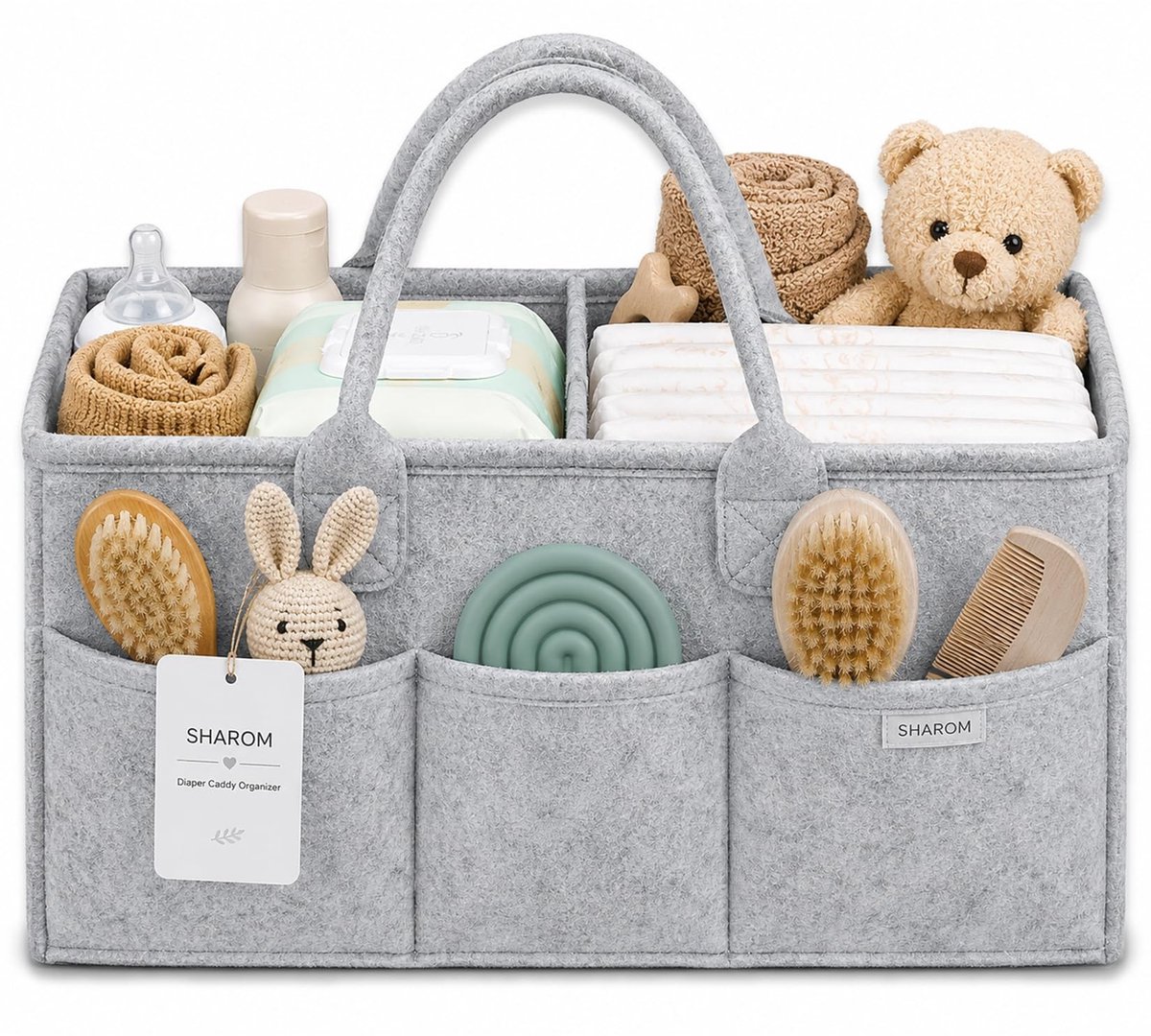 Solidchoice - Ruime en Stevige Opbergmand voor Baby Essentials met Compartimenten