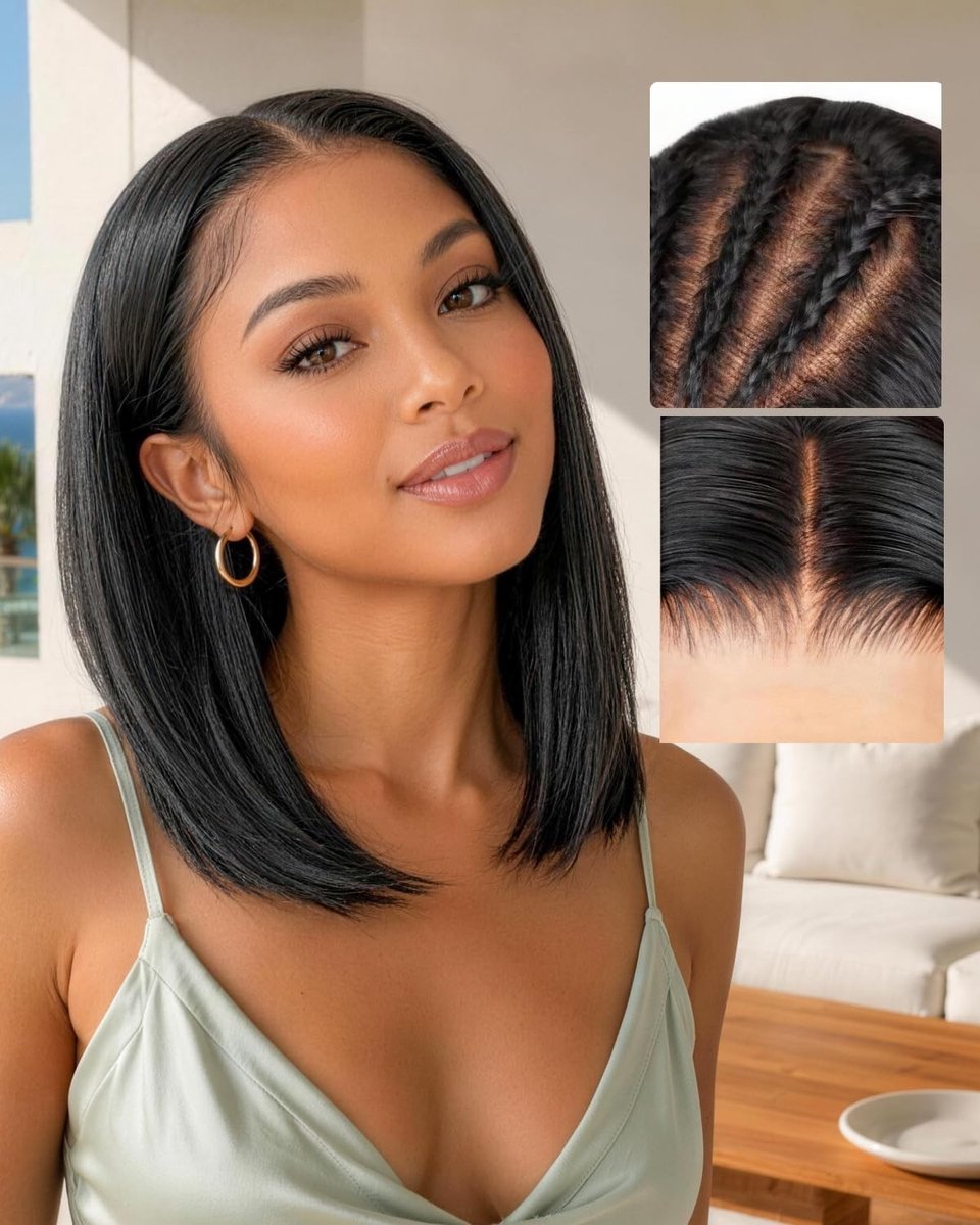 Solidchoice - 12 Inch Bob Perücke van 100% Menselijk Haar met HD Lace