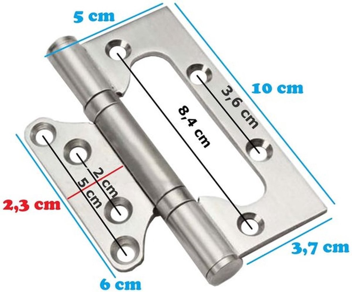 Scharnieren 10 cm - Set van 2 - Hoogwaardige roestvrij staal - Scharnieren voor deuren/ramen - Eenvoudige installatie - Sterke draagcapaciteit - Deurscharnieren