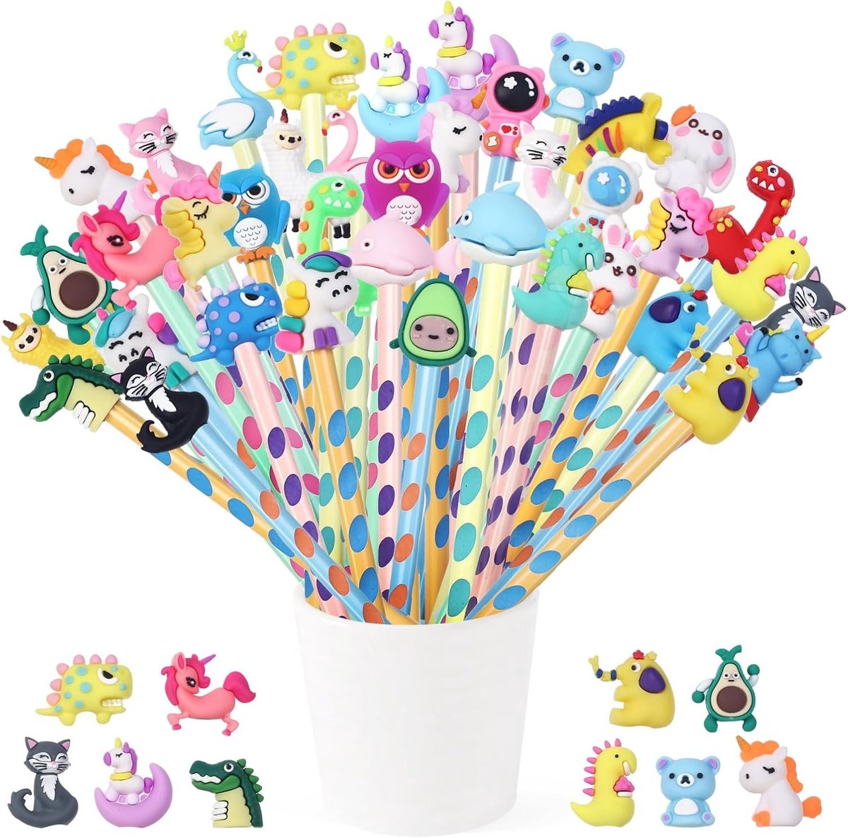 Kleurpotloden Set met Dieren Topper - 32 Stuks voor Verjaardagen en Feestjes, Creatief Cadeau