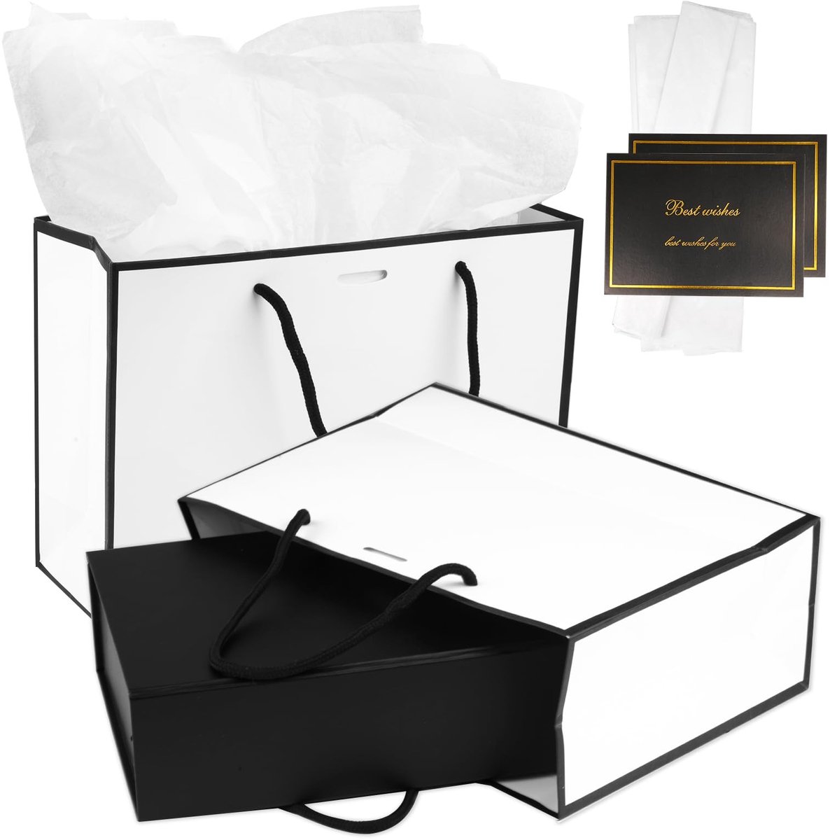 Solidchoice - Set van 2 Cadeauzakjes met Kaarten en Zijdepapier