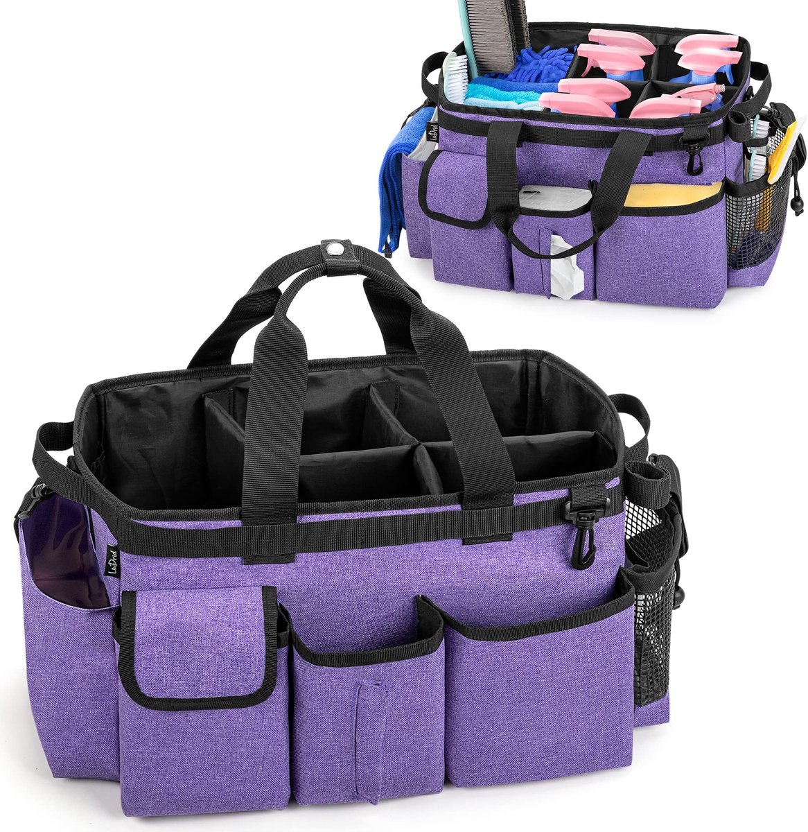 Solidchoice - Draagbare Schoonmaak Tas met Afneembare Verdeler, Paars