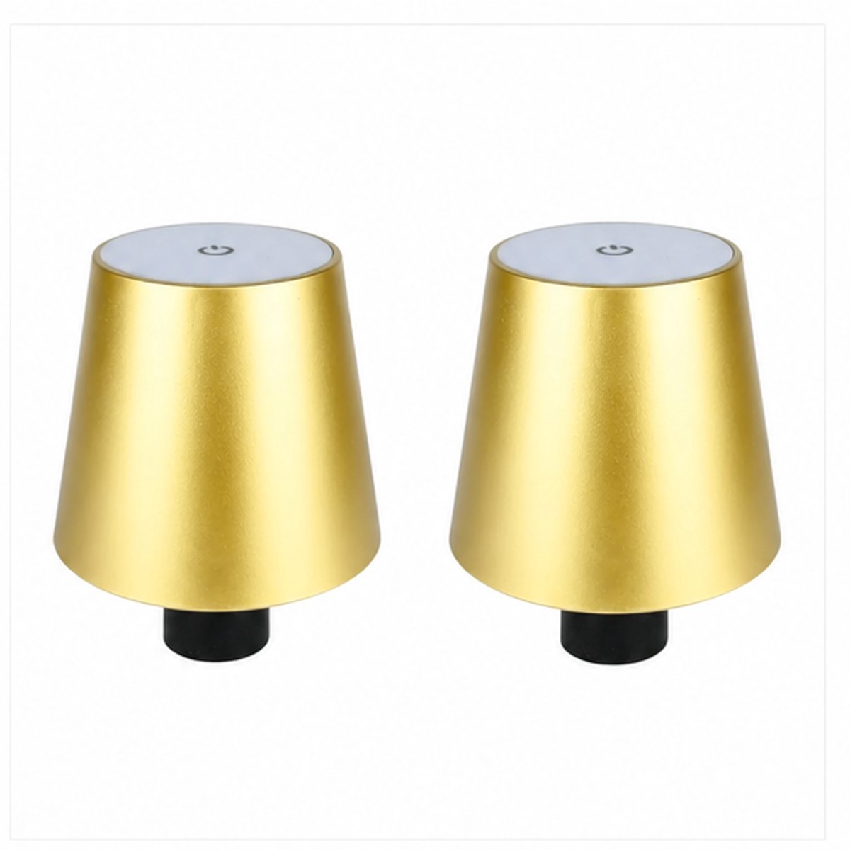 Flessenlamp goud - draadloze tafellamp met touch dimmer - set van 2