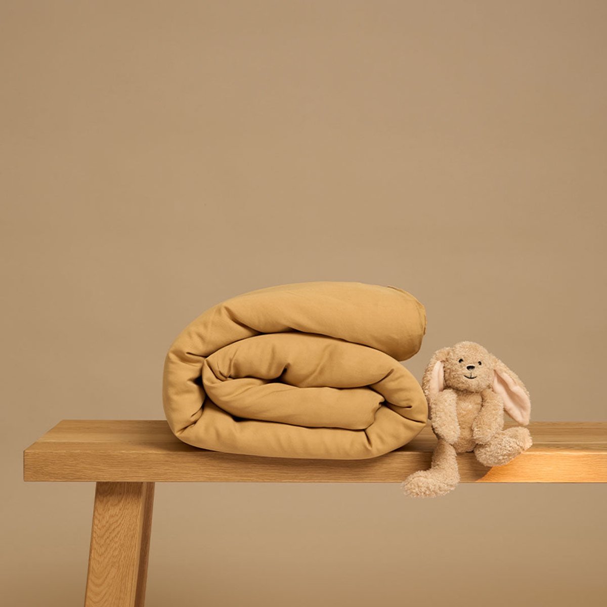 Coco & Cici - Kids - TENCEL Twill Dekbedovertrek okergeel - 140x200 + 1 Kussensloop 60x70