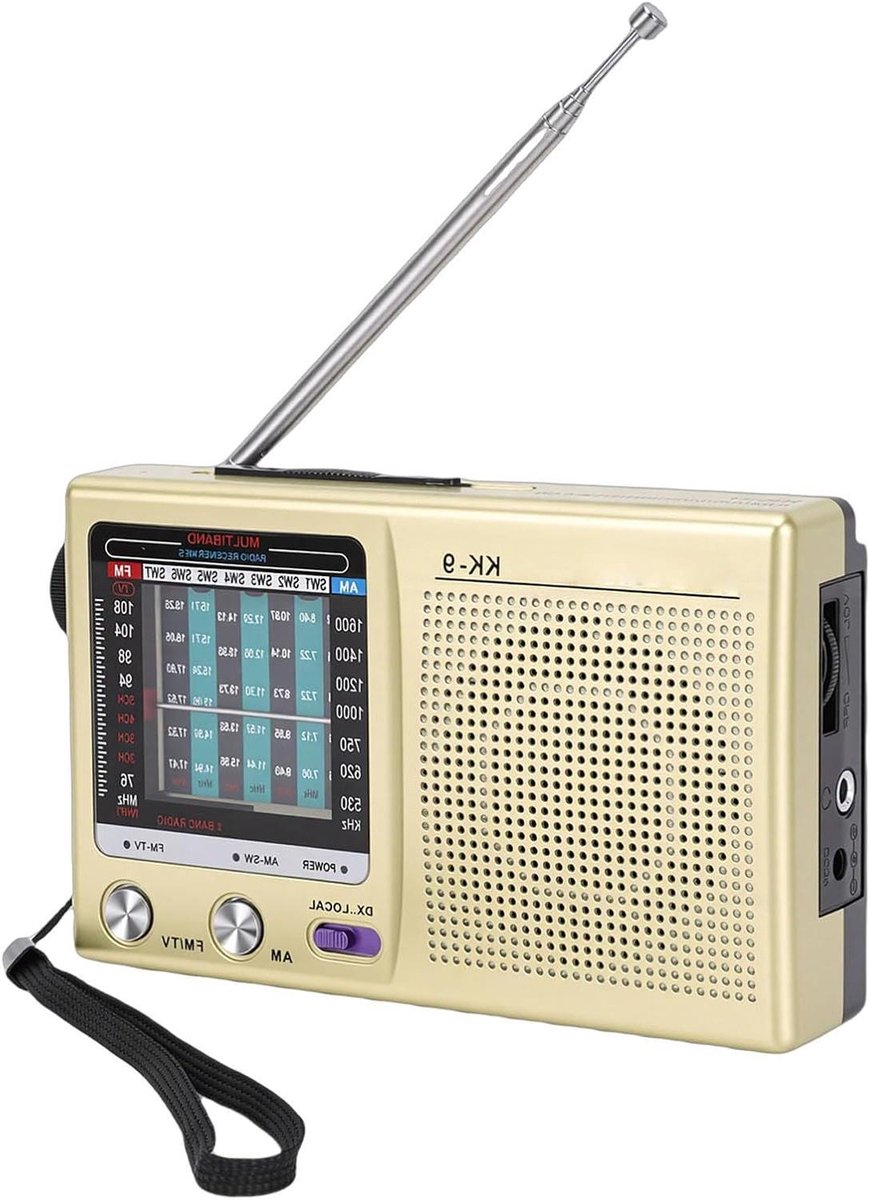 Draagbare Radio - Multiband Ontvanger - Ontspannen Luisteren - Heldere Ontvangst - 14 x 9 x 4 cm - Goud