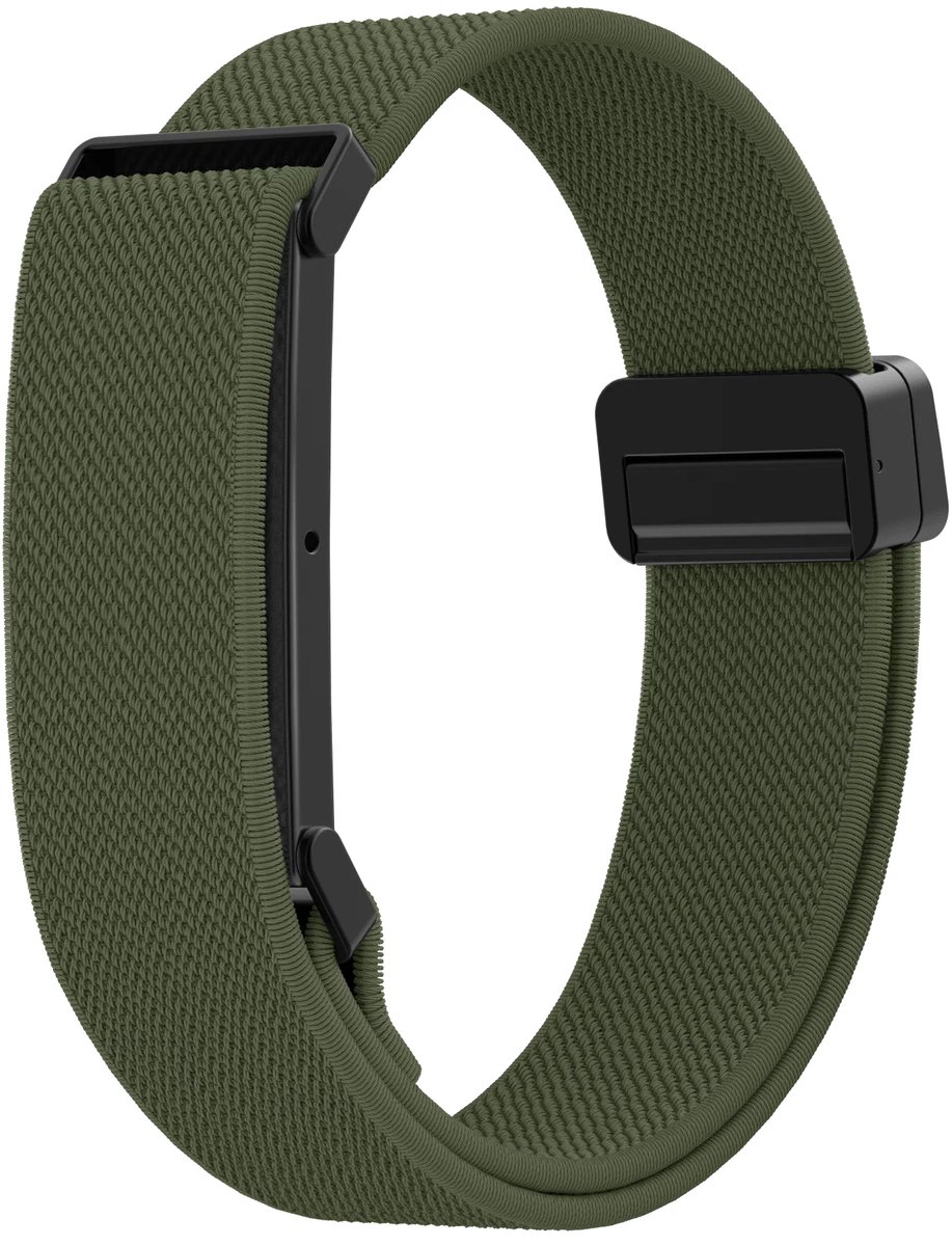 Bandz Nylon Bicep bandje met magnetische aansluiting geschikt voor Fitbit Air - Legergroen