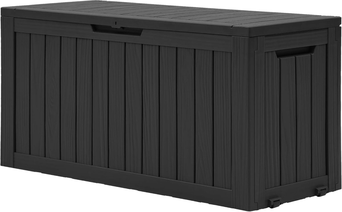 Opbergdoos 270L met wielen - waterdicht zwart - afsluitbaar - ideaal voor tuinaccessoires - SnelShoppen