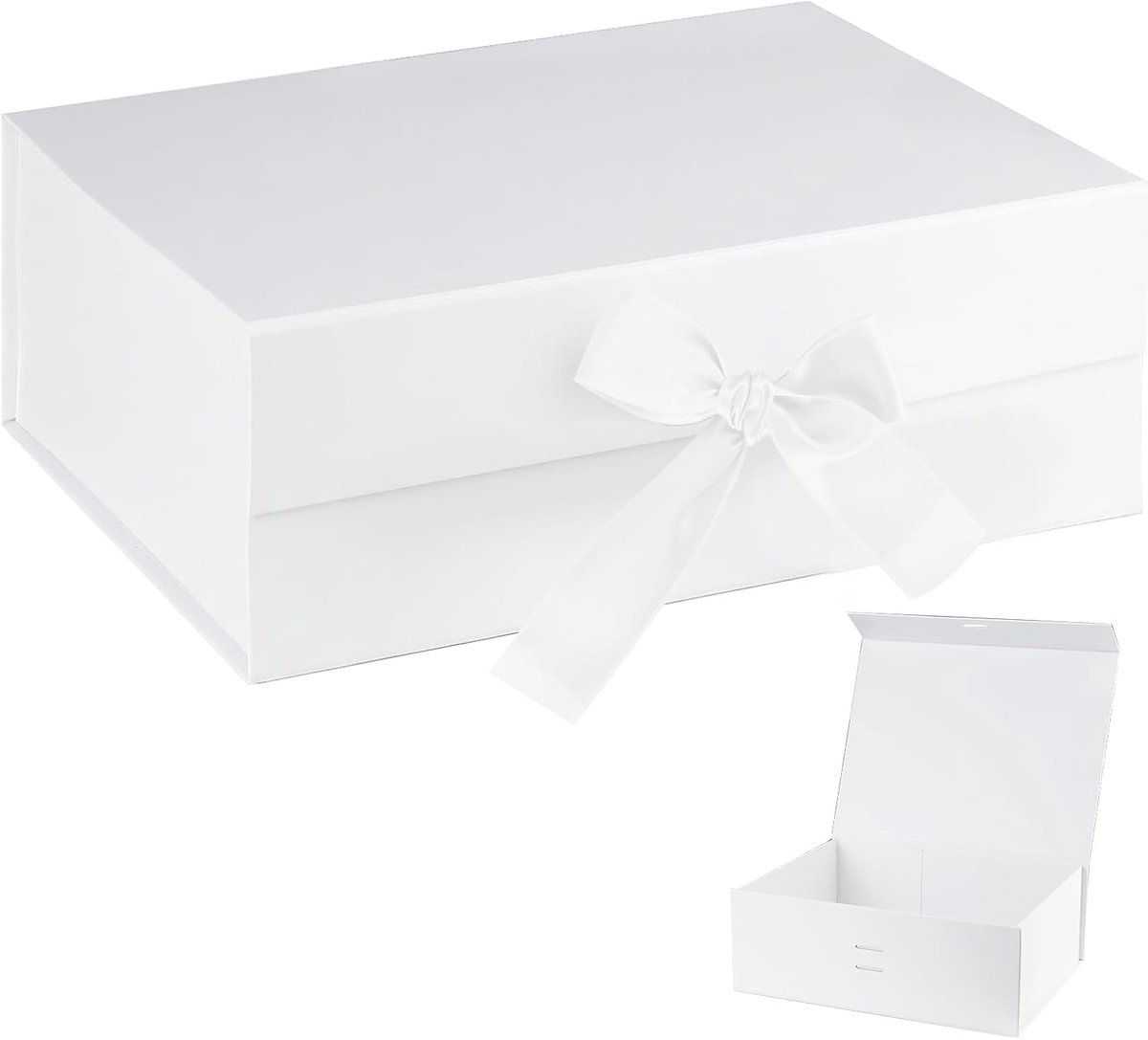 Grote geschenkdoos met magneetdeksel 23 x 17 x 7 cm - herbruikbaar kartonnen doos - met strik voor bruiloften - SnelShoppen