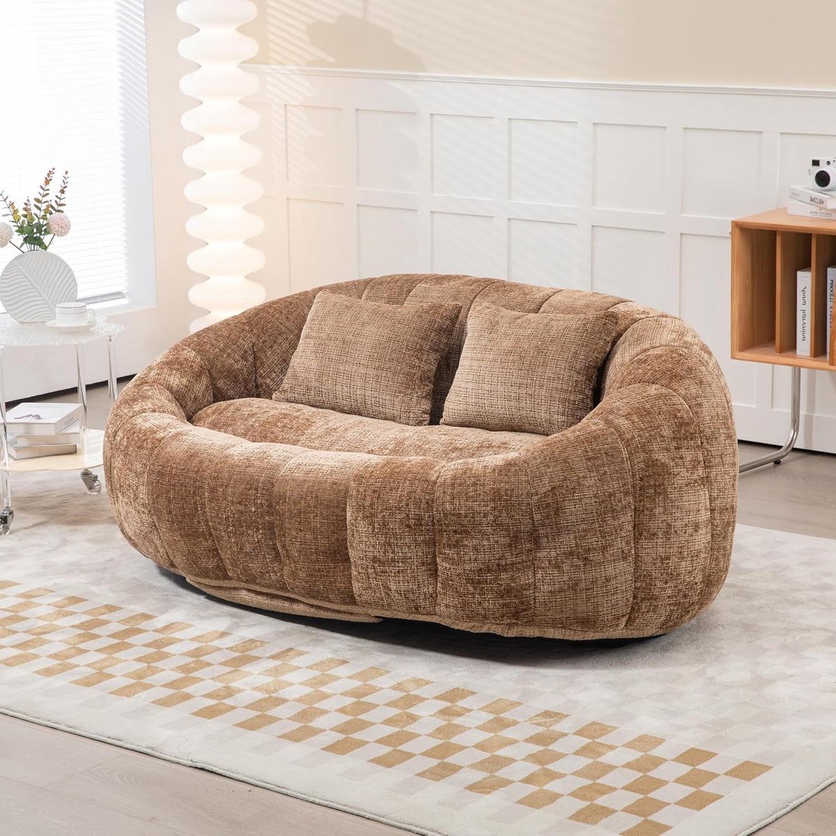 Zitzak Sofa - Luie Stoel - Ontspannen Zitten - Hoge Rugleuning - 150x95x63cm - Koffie