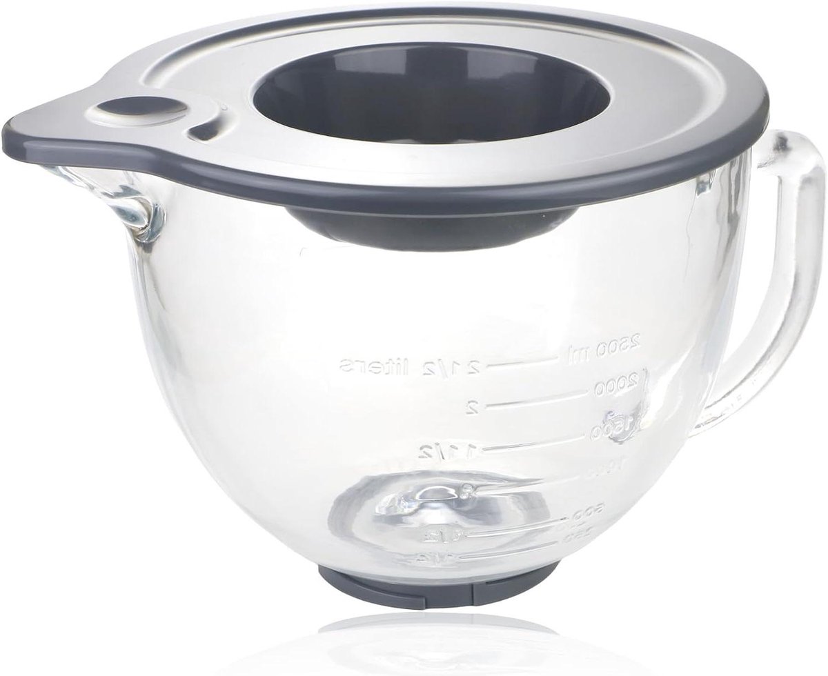 Glazen mengkom - Mixer kom - Bakken en koken - Met deksel - 4.7 Liter - Transparant