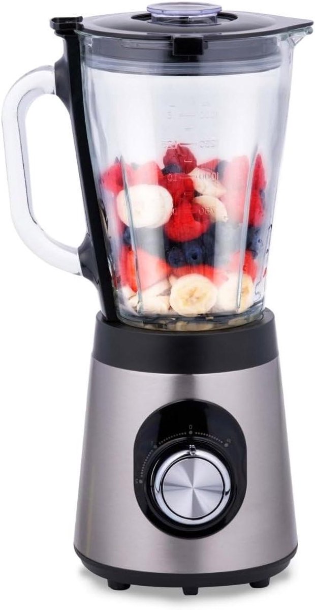 Keuken Blender - Smoothie Maker - Dranken Maken - Glazen Kan - 1.5 Liter - Zilver