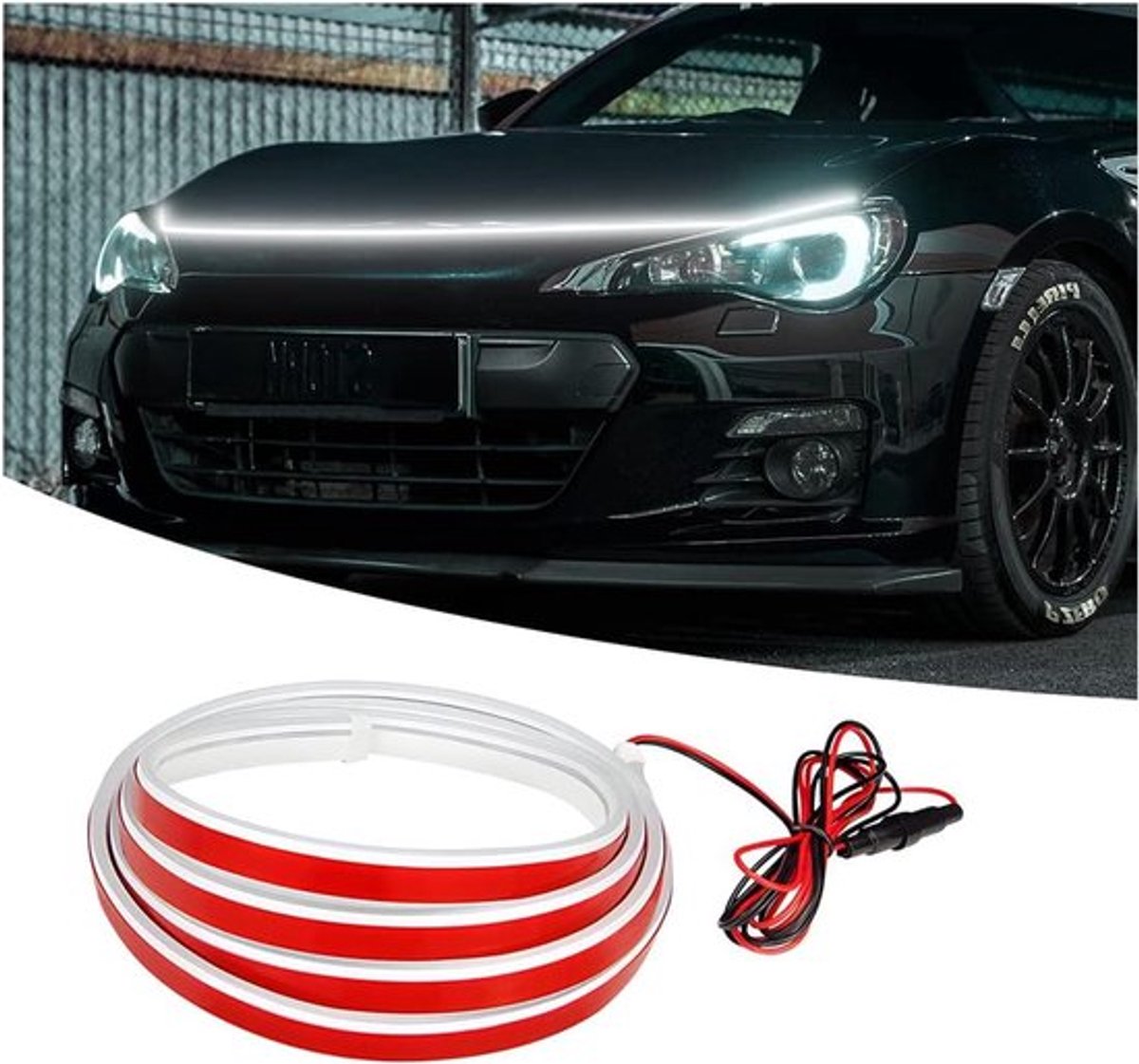 Flexibele auto LED strip voor dagrijverlichting en sfeer, 1,8m, waterdicht, 12V, voor auto's en SUV's