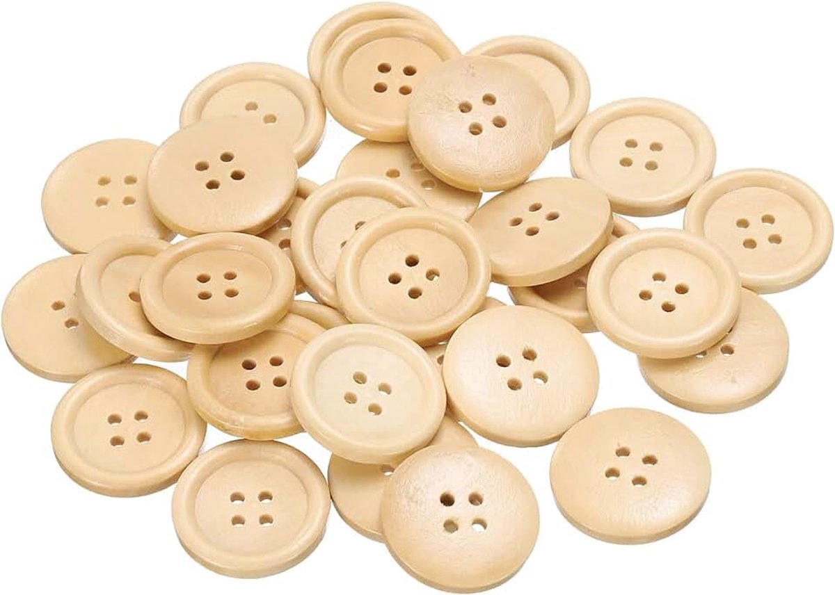 Knopen 1 inch (25 mm) 4 gaten ronde knopen van hout, vervanging voor kleding, doe-het-zelf handwerk, decoratie, natuurlijk hout