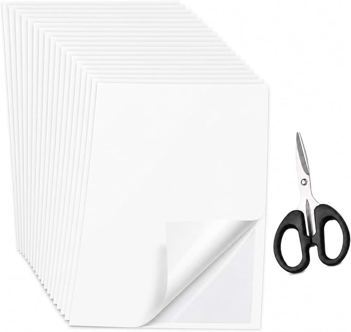 21-delige set zelfklevende vellen A4, 20 x transparant zelfklevend papier + 1 schaar, zelfklevend vinylpapier voor handwerk, diamond painting en kaarten maken