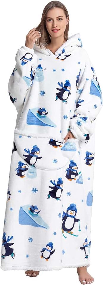 Deken Hoodie, Gezellig Comfortabele Tragbare Decke voor Unisex Volwassen Vrouwen Mannen, Pluizige Giant Sherpa Fleece Hooded Sweatshirt