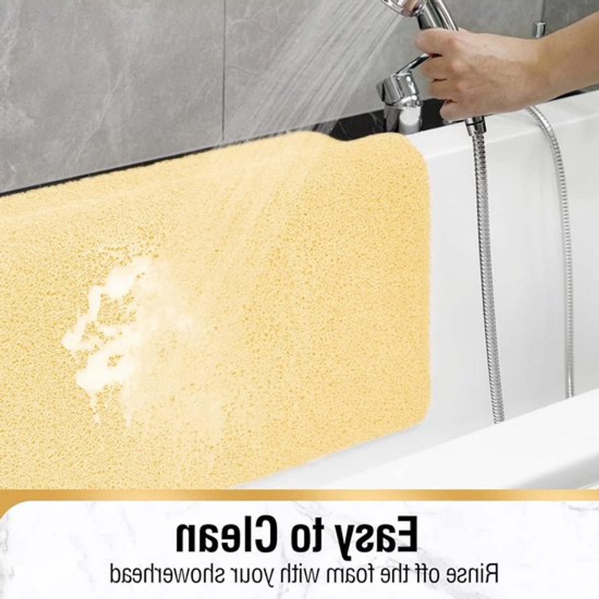 Antislip Douchemattenset 60 x 80CM - Zachte PVC Badmat met Afvoer, Sneldrogend en Comfortabel voor Bad en Douche, Beige