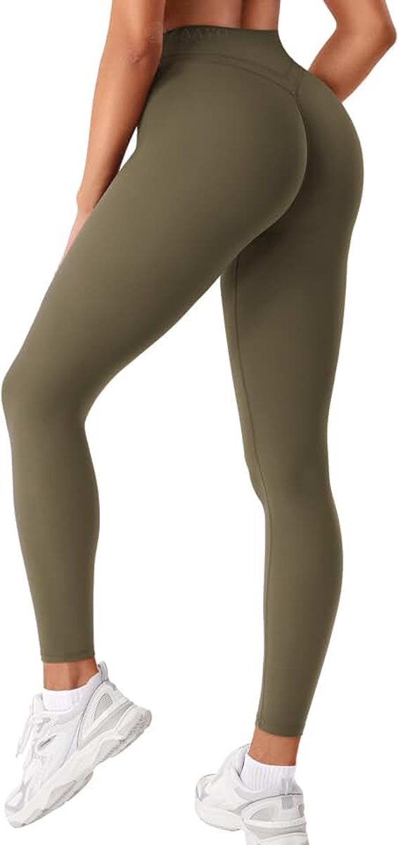 Sportlegging voor dames, scrunch, workout, leggings, compressiebutt lifting, midden, hoge taille, naadloze V-rug, yogabroek