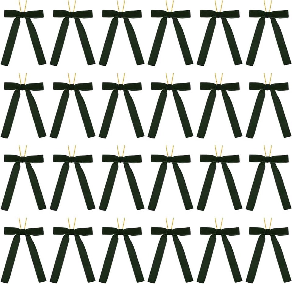 Strikken, 24 stuks fluwelen ornamenten lint geschenkstrikken vintage krans boog voor kerstboom bruiloft verjaardagsfeestjes decor, donkergroen (2,5 cm breed, 12,5 x 18,5 cm)
