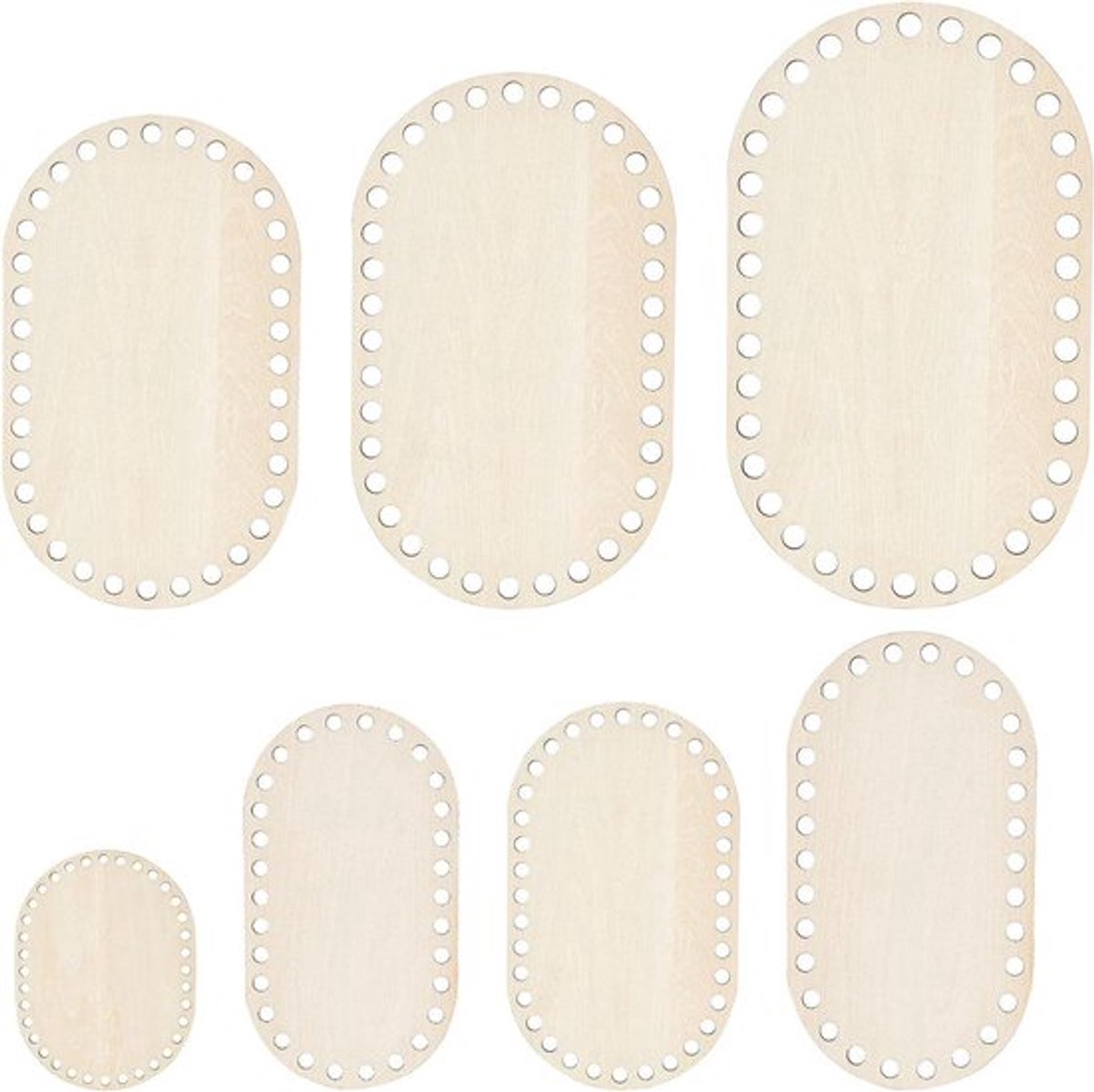 7 maten Ovale Blanco Massief Gehaakte Mand Bodem van Natuurlijk Hout voor DIY Mand Weven en Woondecoratie