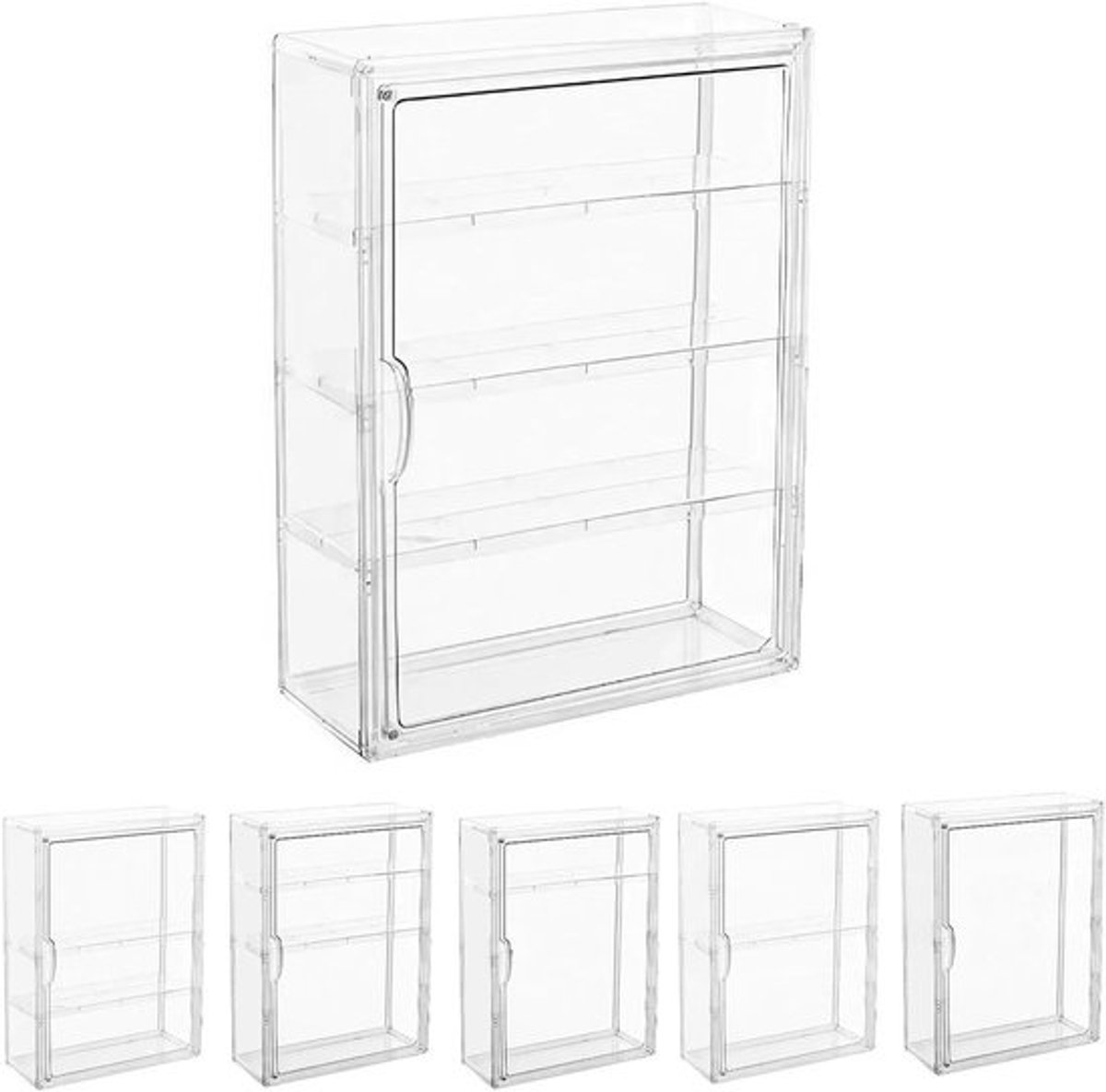 Vitrinekast voor verzamelingen, transparante presentatiedoos met 2 niveaus voor poppetjes, collectibles, DIY - 39 x 29 x 12 cm - display showcase