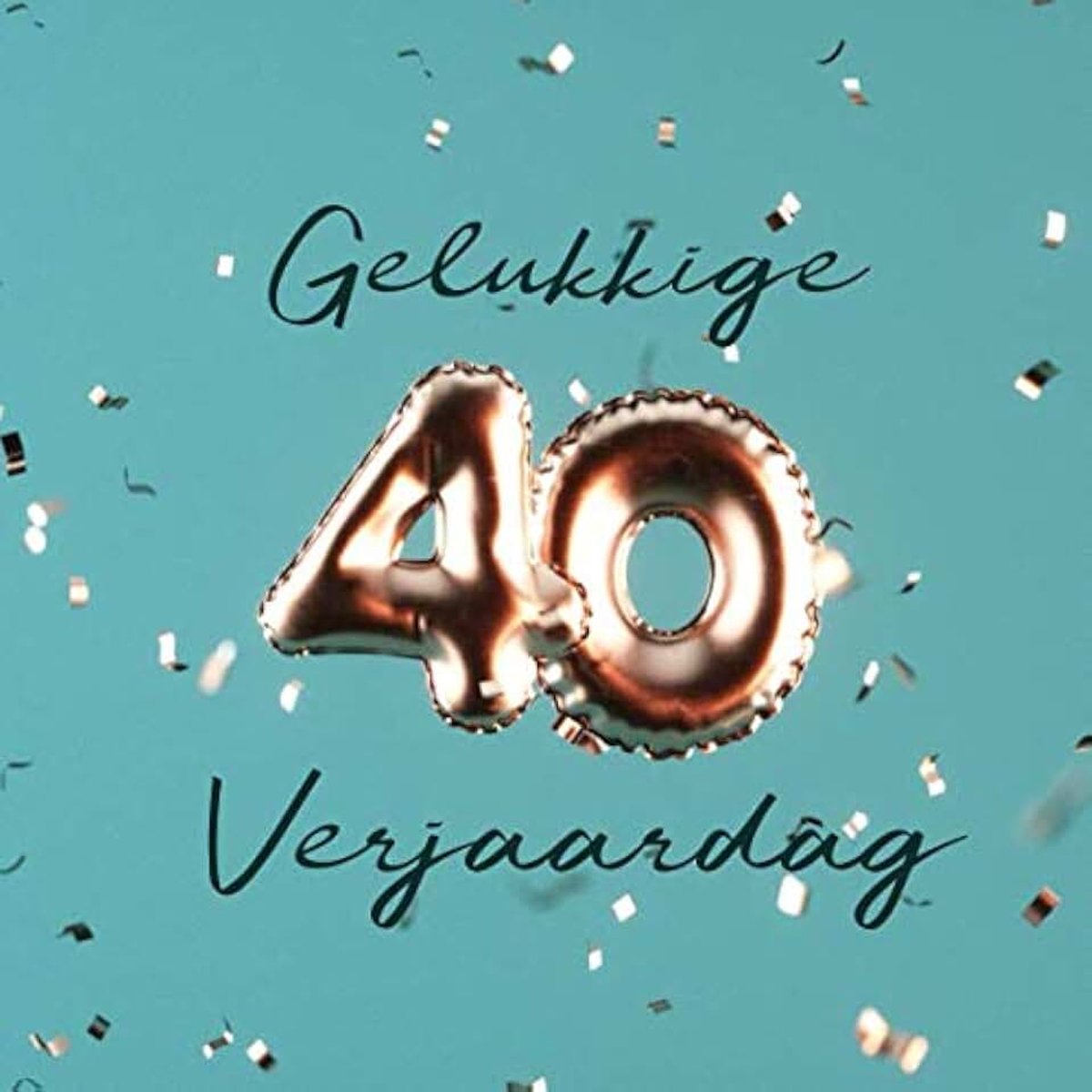 40e Verjaardag: Gastenboek voor de Verjaardag - Ballonnen Goud - Turquoise
