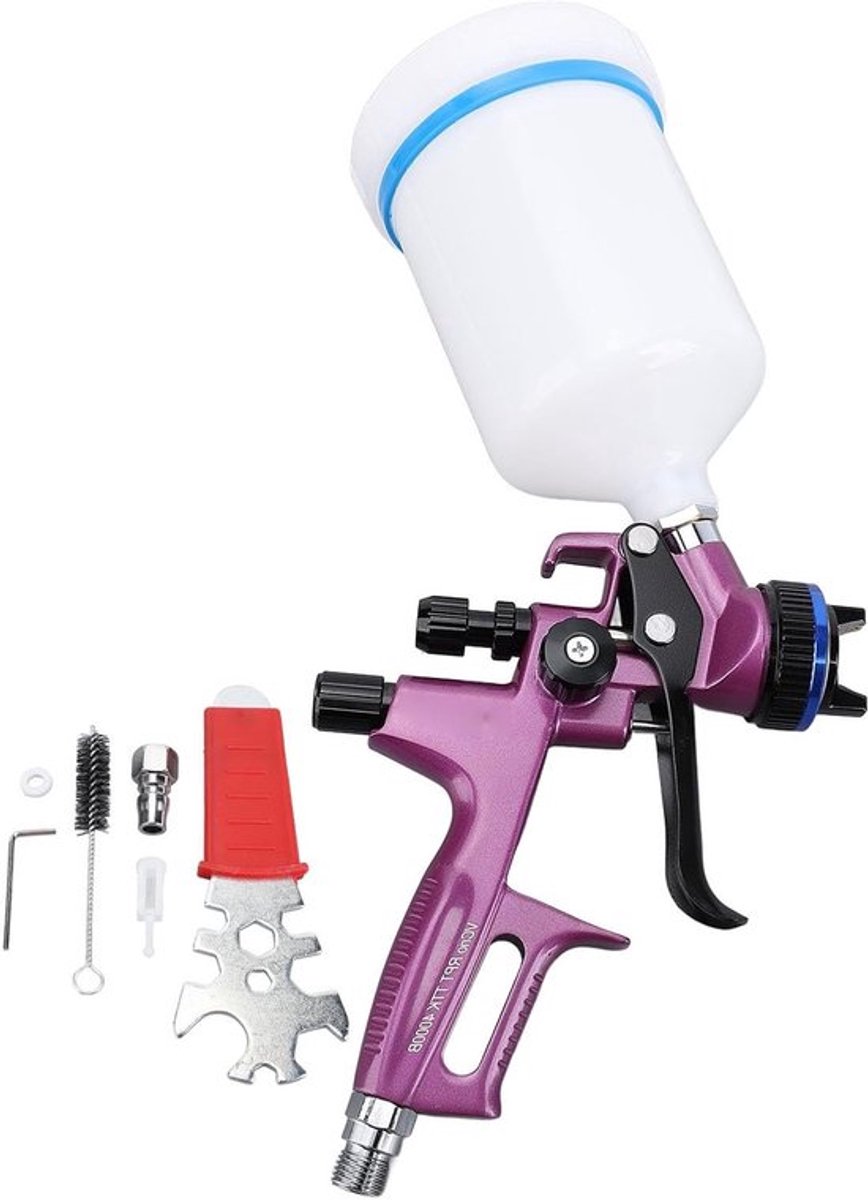 Complete HVLP Spuitpistool Set met 1.3mm Tip en 600ml Cup voor Auto- en Meubelverf, Ideaal voor Muurdecoratie en Schilderprojecten