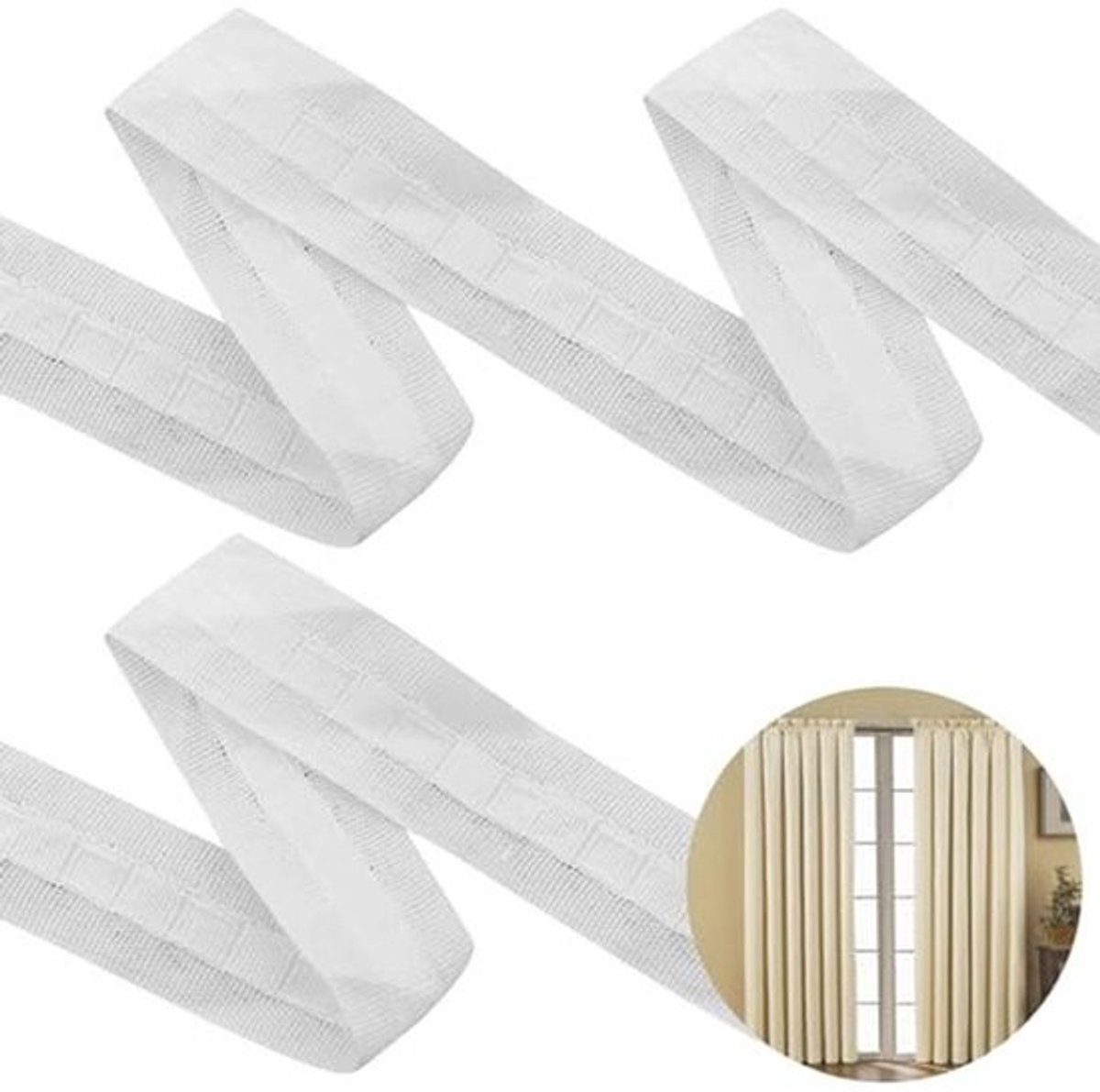 Plooiband voor gordijnen 30 m x 2,5 cm - Universeel gordijnband voor het bevestigen van gordijnen