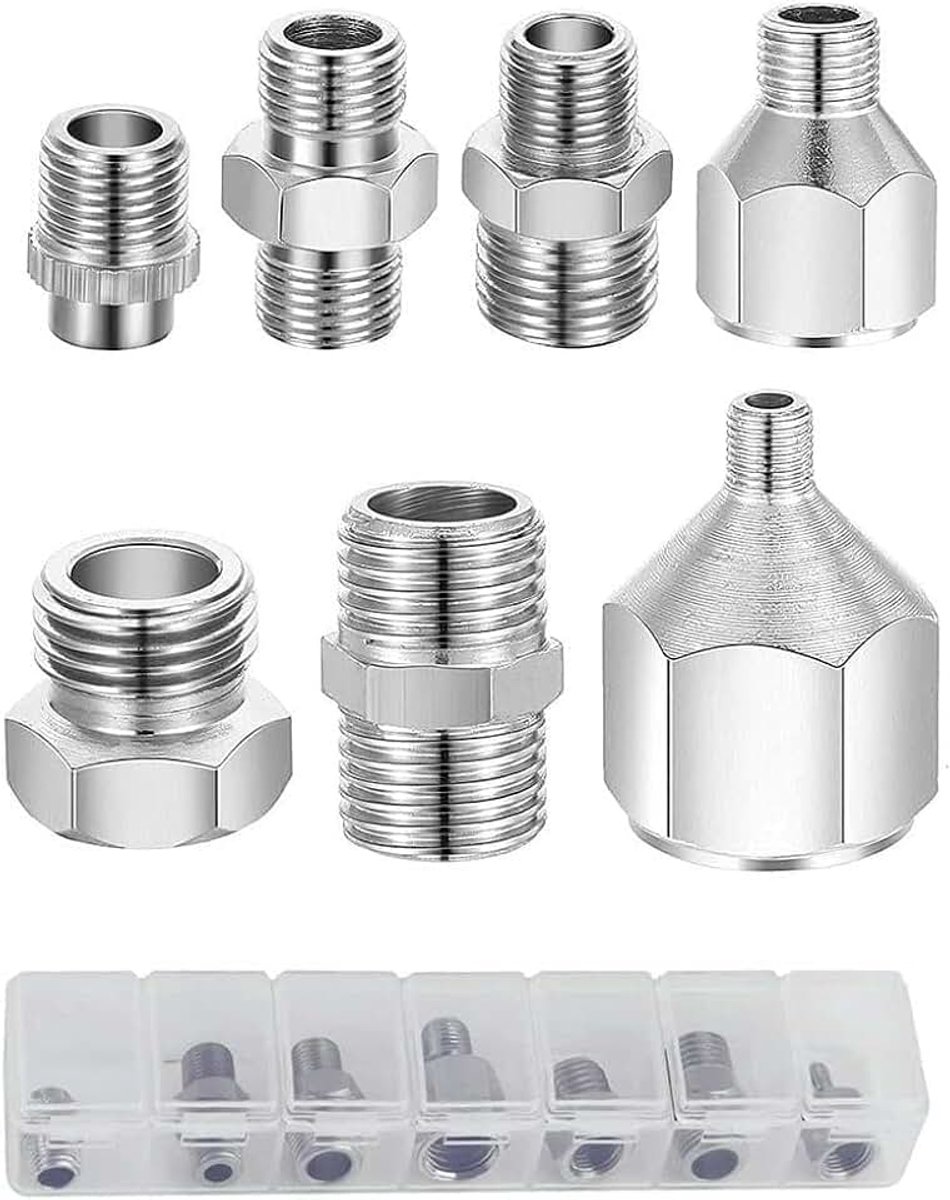 Airbrush-adapter 7 stuks slangadapterset airbrush schroefdraad stekker voor Connect Airbrush en compressor