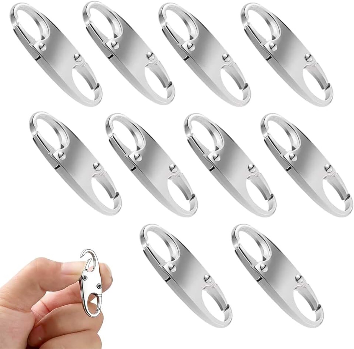 10 stuks diefstalbeveiliging, ritssluitingsclip, anti-diefstalsluitingen voor rugzakken, bagage, handtassen en portefeuilles, praktische reisaccessoires (zilver)