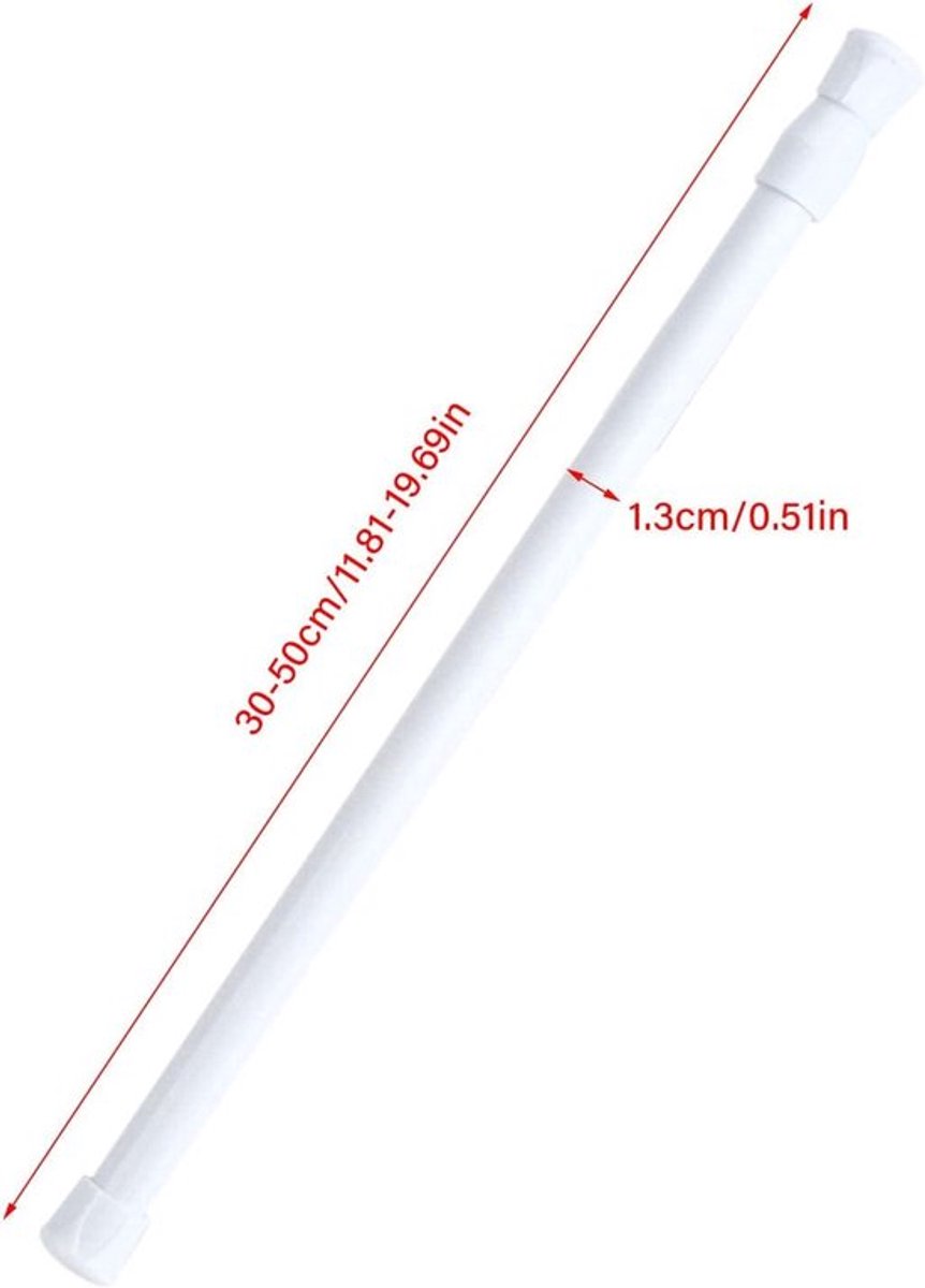 Verstelbare douchegordijnstang 30-50 cm roestvrij - Telescopische raamrail stang voor badkamer, keuken en kledingwinkel