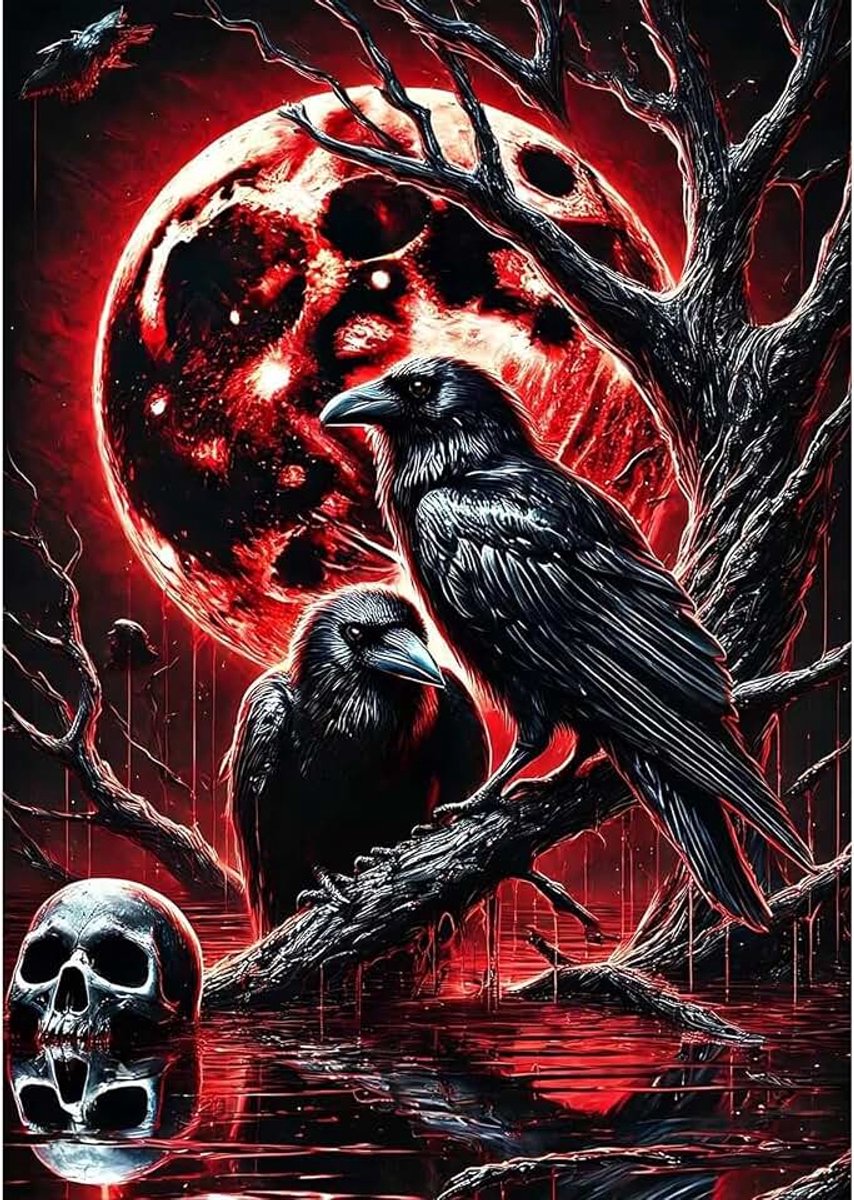 Halloween kraaien Diamond Painting set voor volwassenen, 5D diamond painting afbeeldingen voor volwassenen beginners, doe-het-zelf Full Drill Diamond Art Diamond Painting foto's voor decoratie