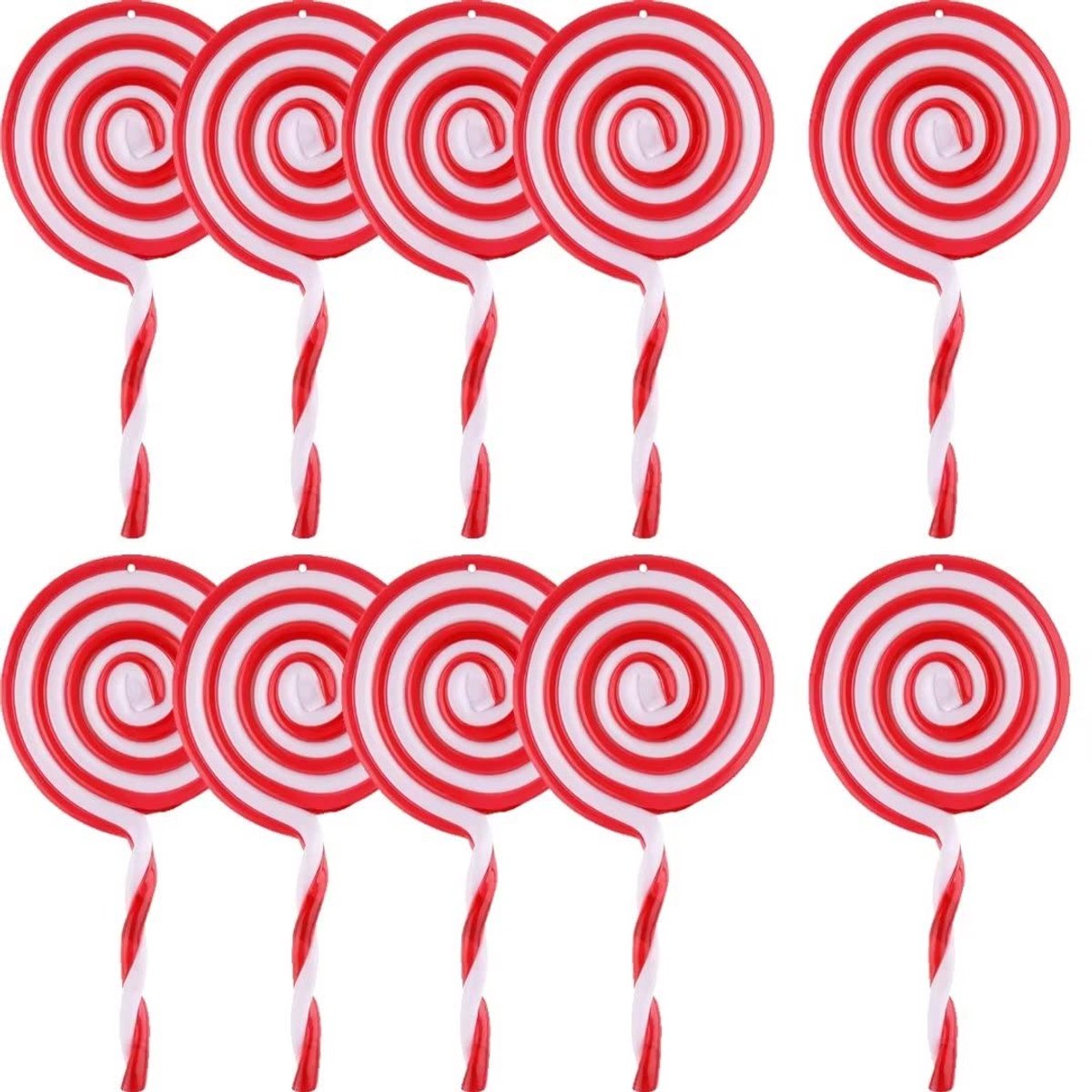 10 stuks Kerstboom Candy Cane Hangers, Lollipop Kerstboomversieringen Rood Wit Kerst Ornament Snoep (13CM)
