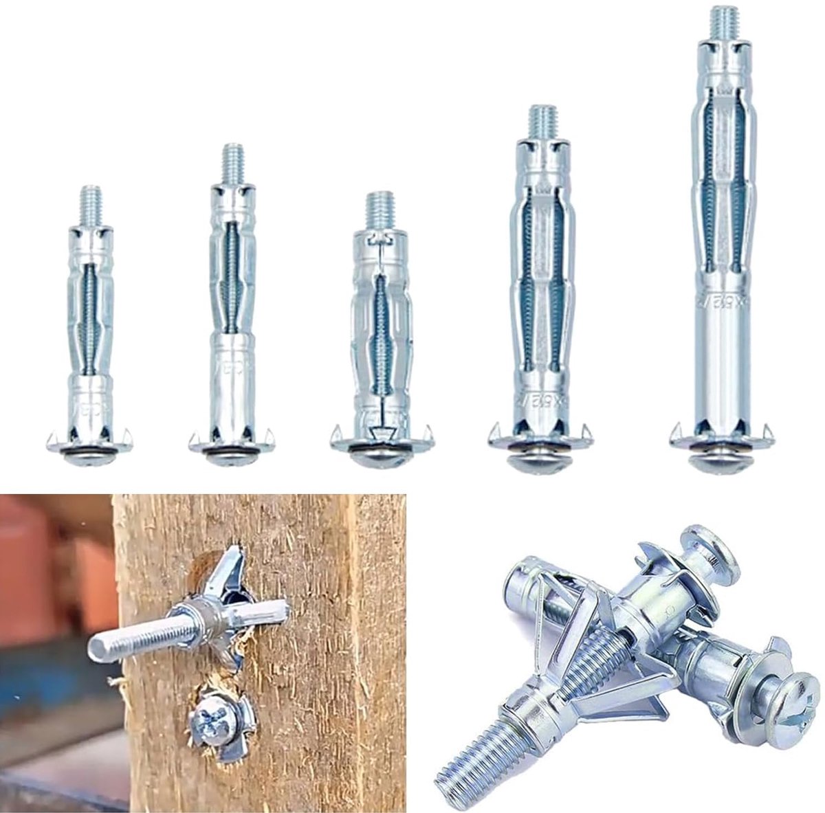10 stuks holwandbevestigingen ankers, gipsplaat bevestigingen zware schroeven set, pluggen voor gipsplaat, droge muur, baksteen, houten deuren, dun metaal, beton, metselwerk